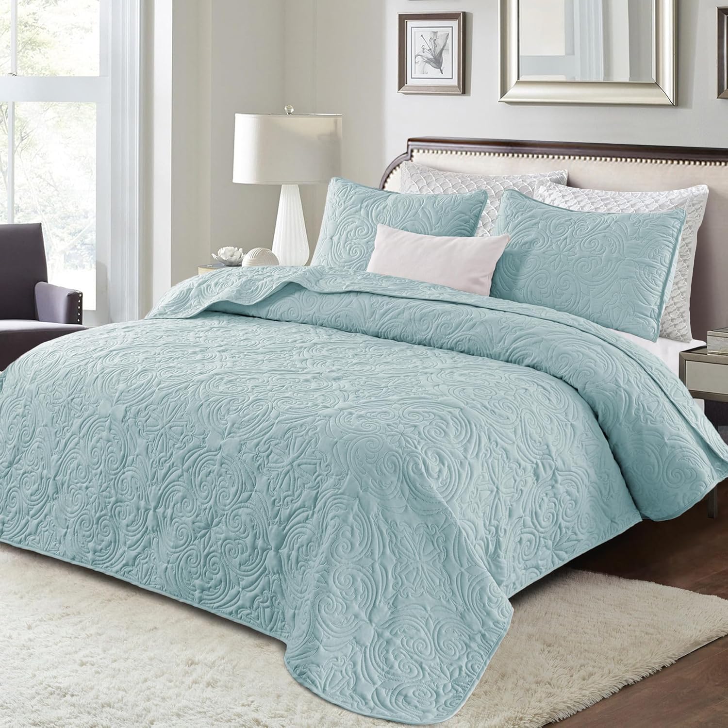 Exclusivo Mezcla Quilt Set Twin Size - Light Blue