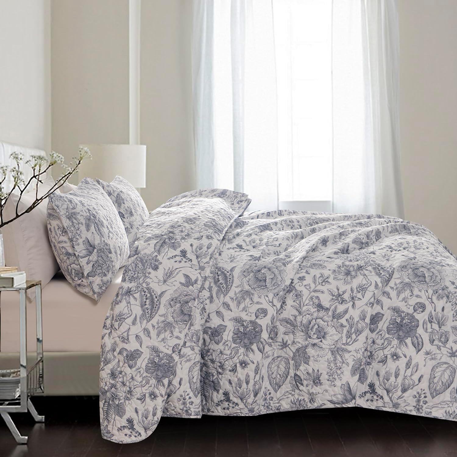 BUPIRD Queen Quilt Set Floral 3 Pieces 1