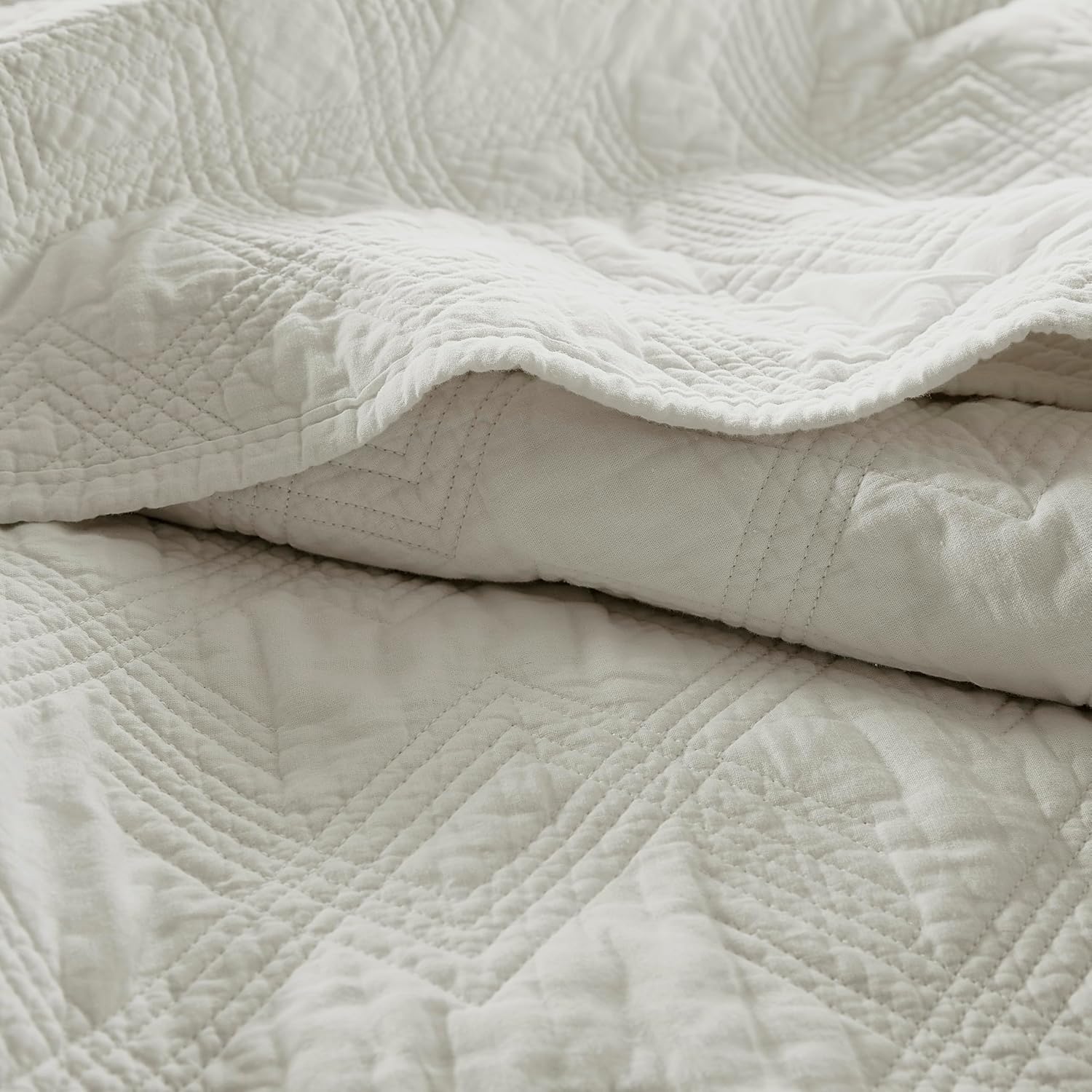WDCOZY Beige Cotton Quilt Bedding Set