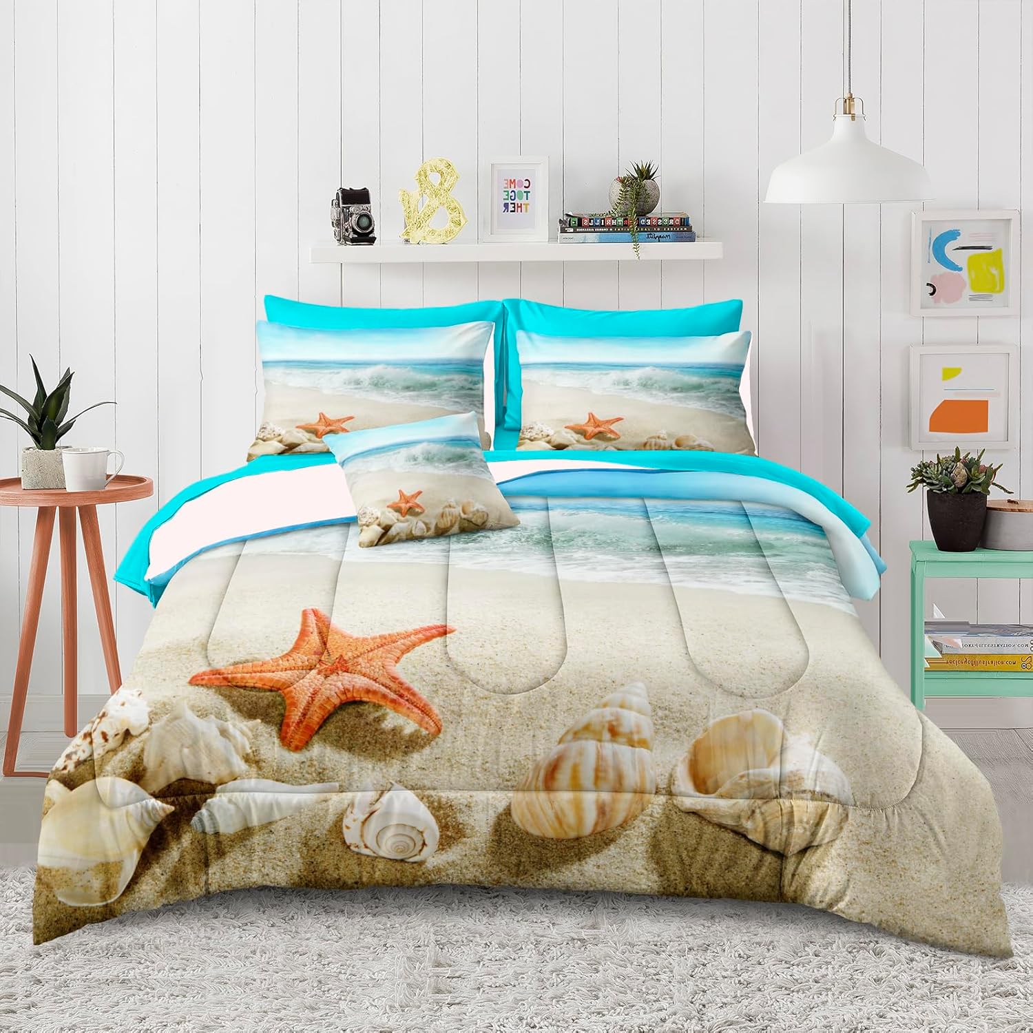 Bedbay Beach Themed Comforter Set - Cal King Aqua