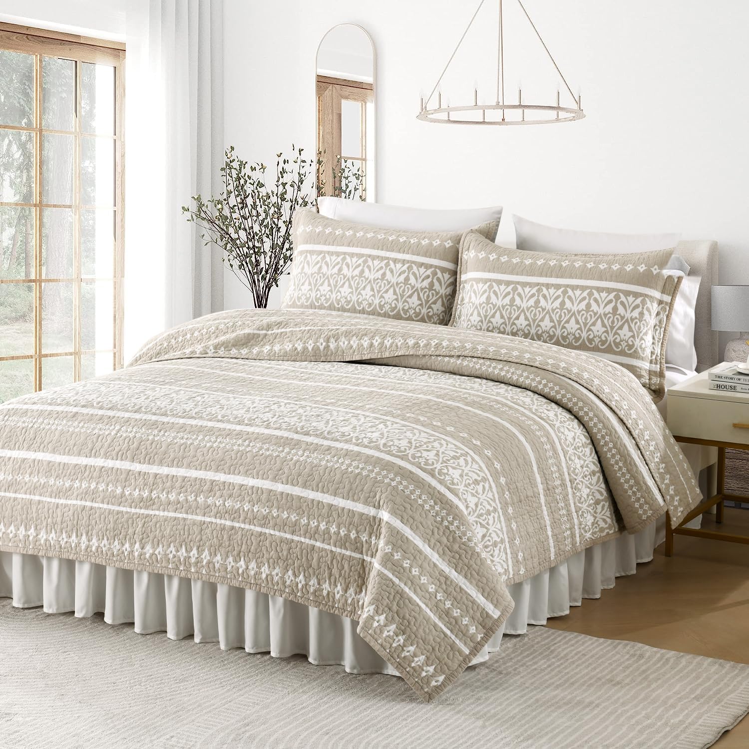 Qiqiong Queen Size Cotton Boho Quilt Bedding Set