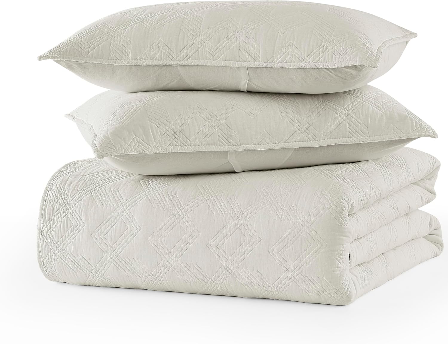 WDCOZY Beige Cotton Quilt Bedding Set
