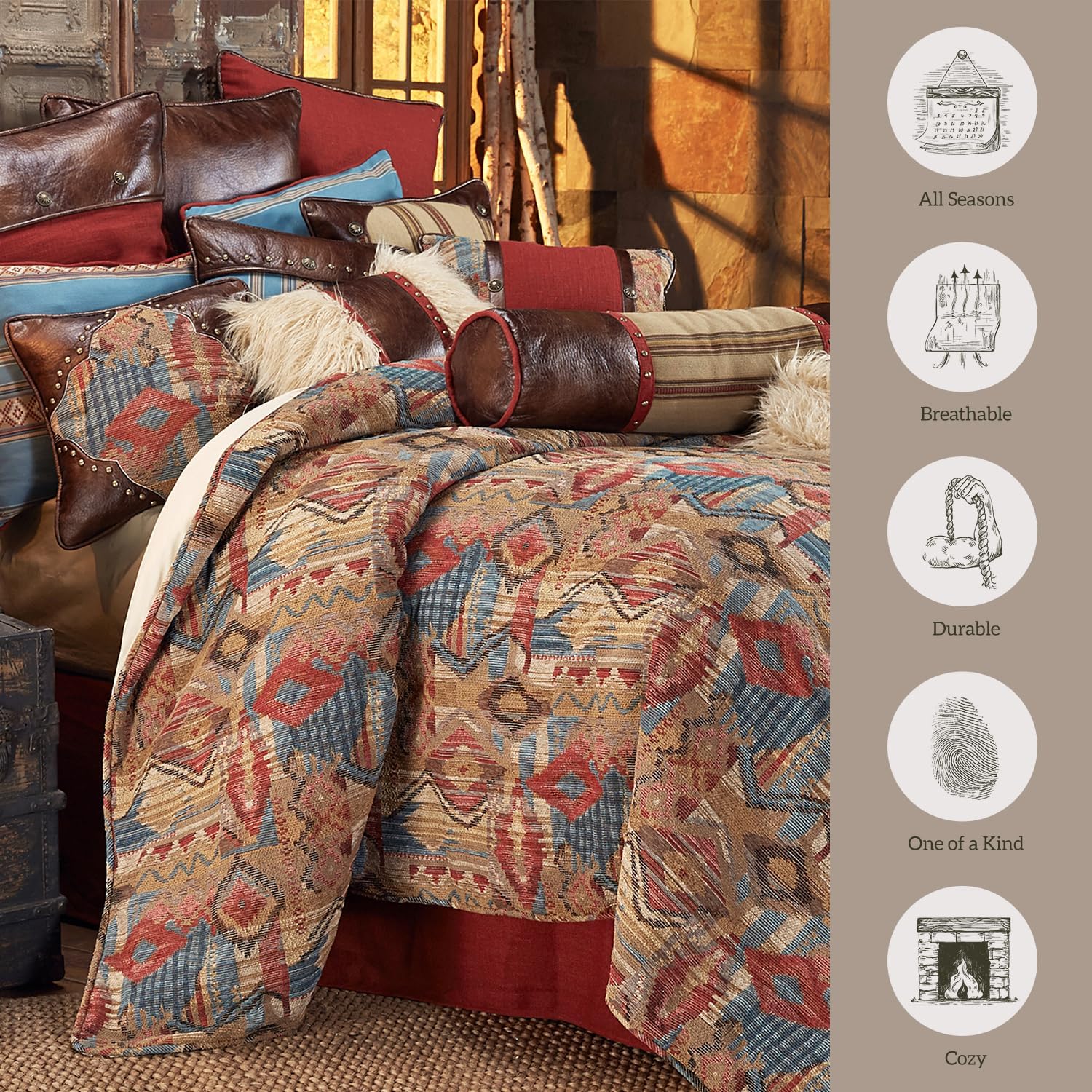 Paseo Road Ruidoso Western 4 Piece Super King Comforter Set