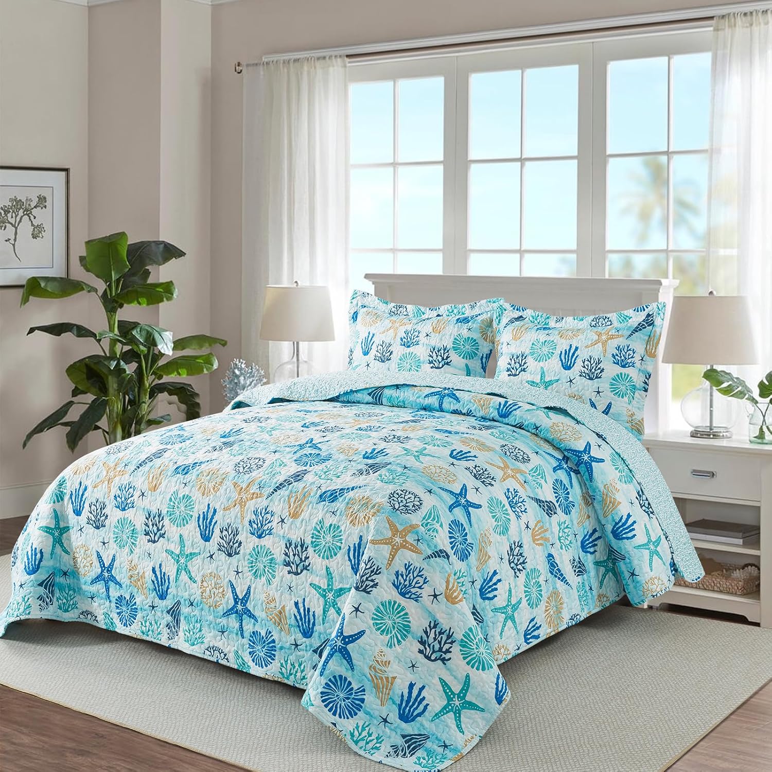 Travan Coastal Quilt Queen Size Set 1