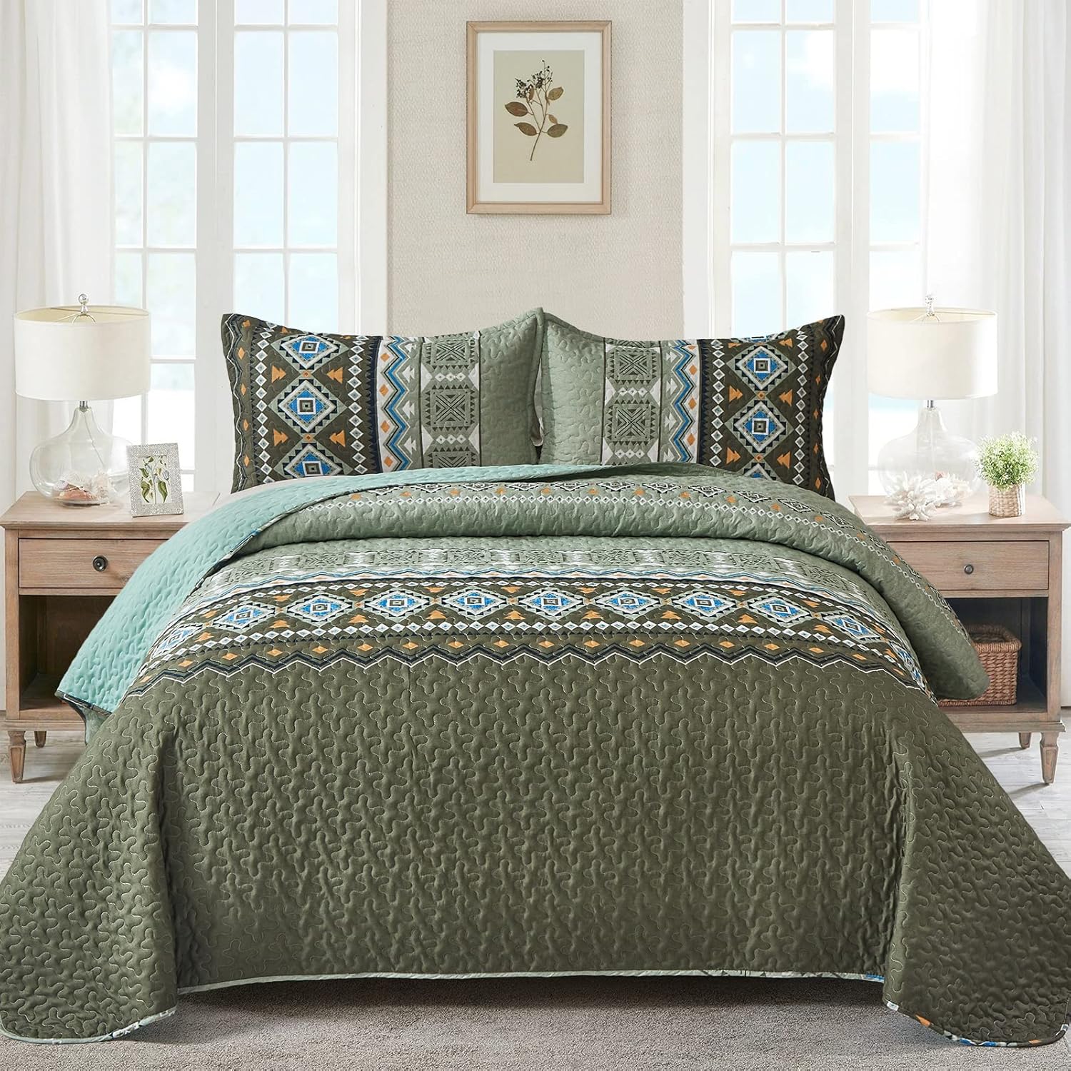 WONGS BEDDING Boho Quilt Set California King 1