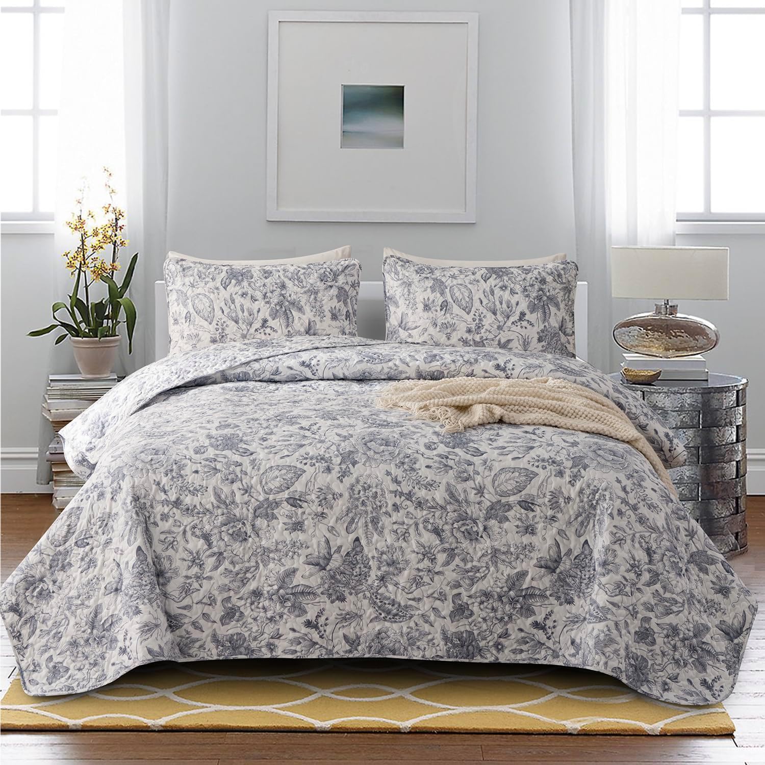 BUPIRD Queen Quilt Set Floral 3 Pieces 1
