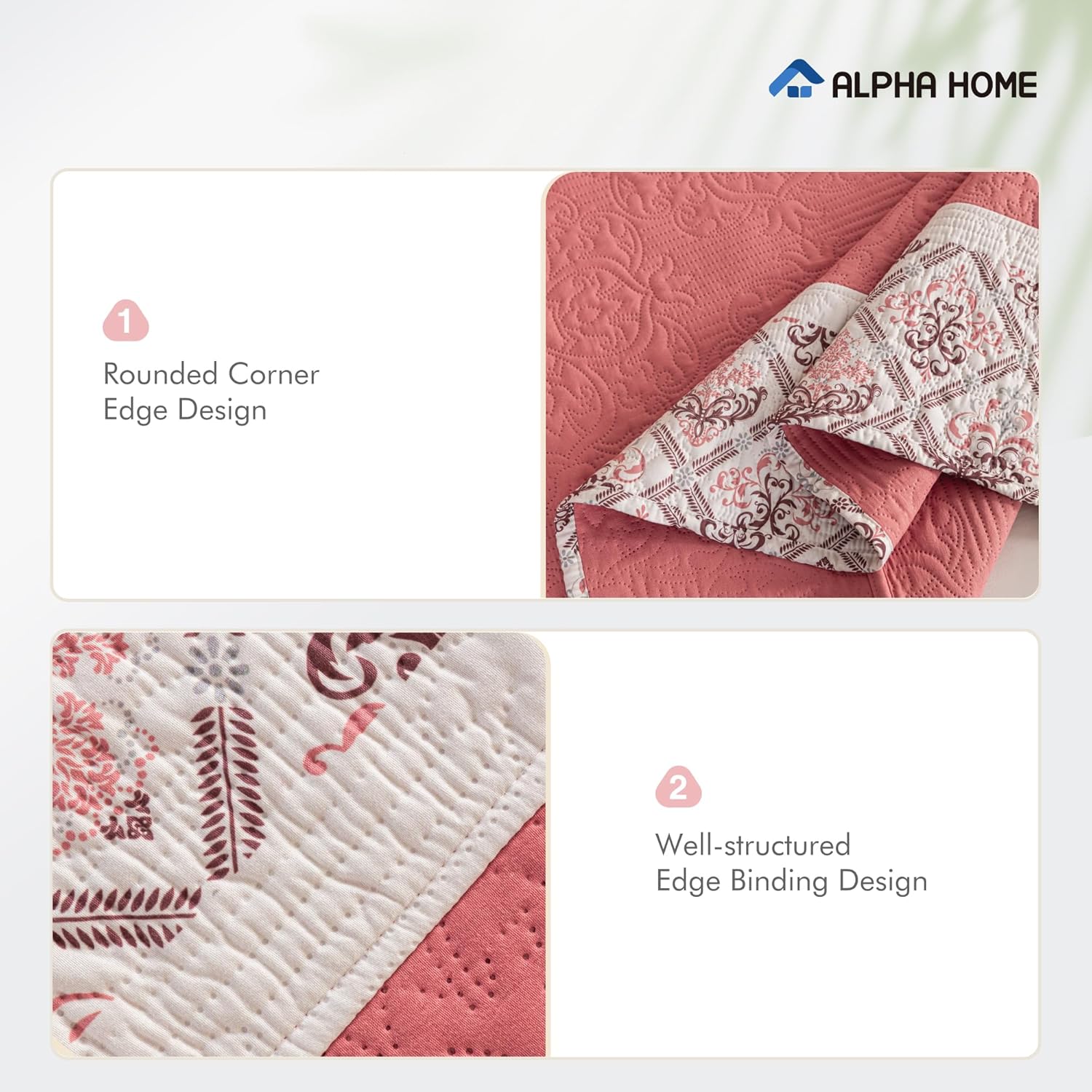 ALPHA HOME Lightweight Quilt Set - Reversible All-Season 3-Piece