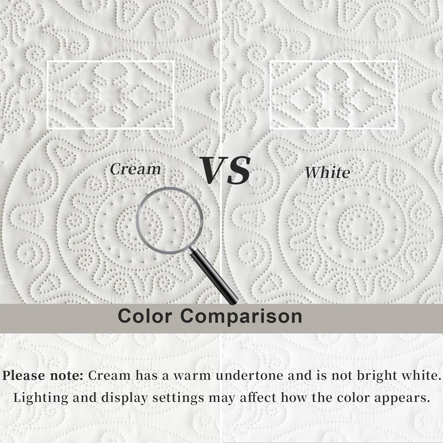 WURUIBO Cream White Quilt Set Queen Size 1
