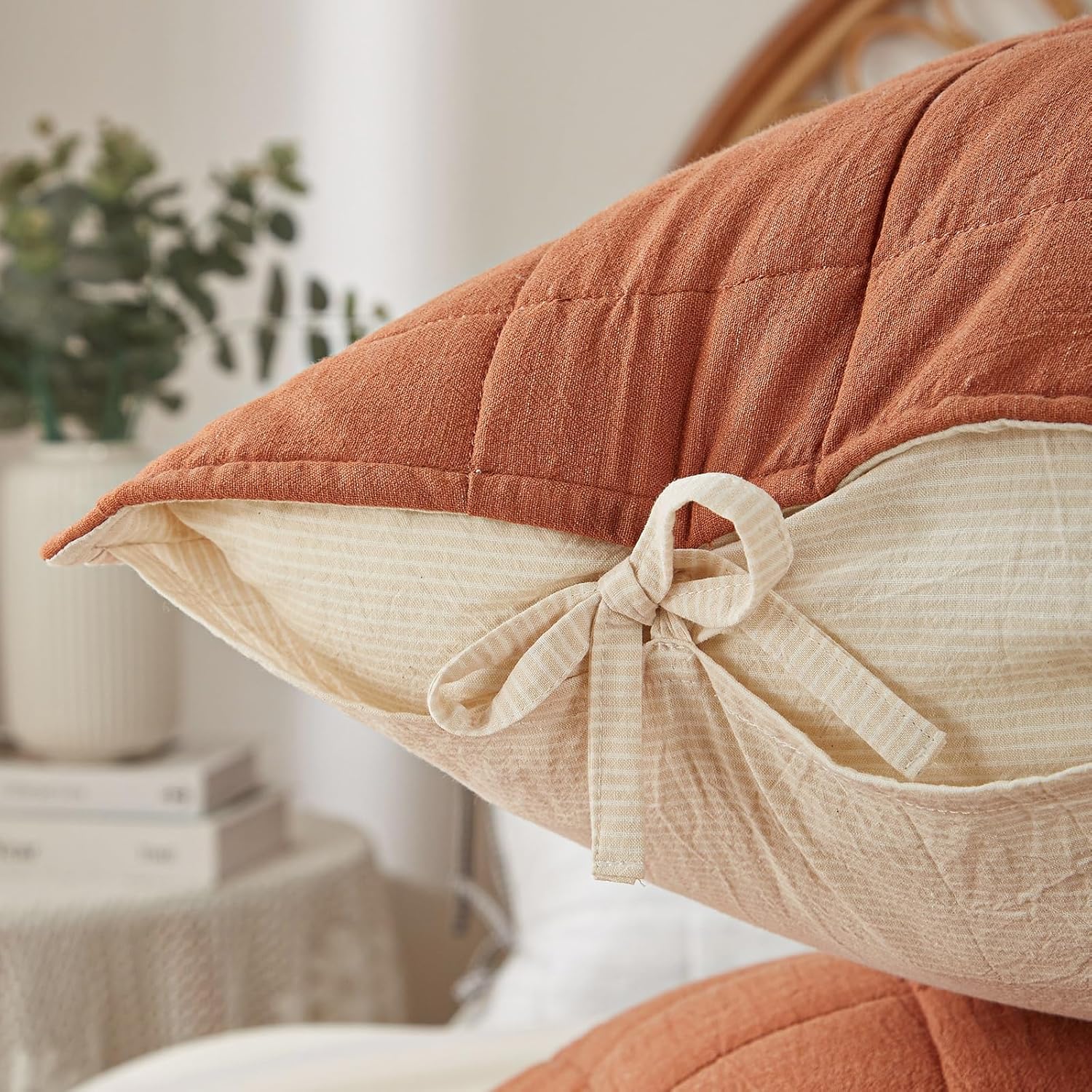 Cotton Quilt Bed Spreads 3-Piece Set Queen Burnt Orange