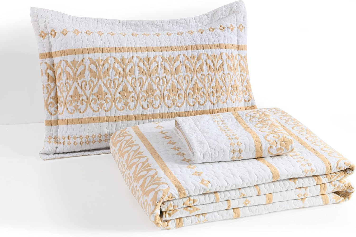 Qiqiong Bohemian Striped King Quilt 3 Pieces Set