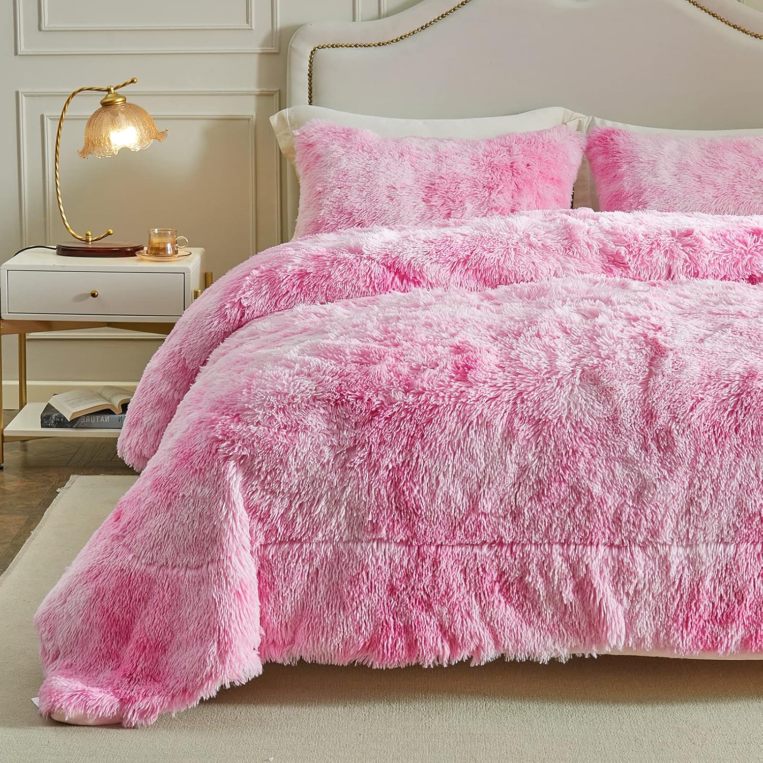 Wajade Plush Pink Comforter Set 3PC Full Size