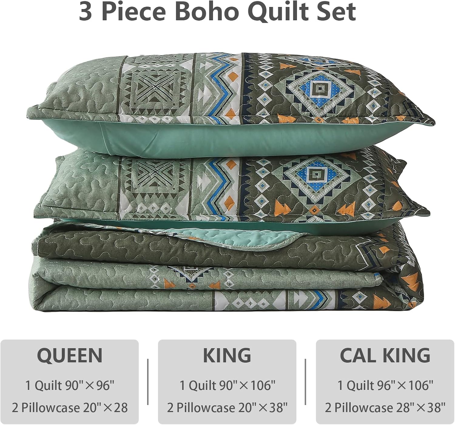 WONGS BEDDING Boho Quilt Set California King 1