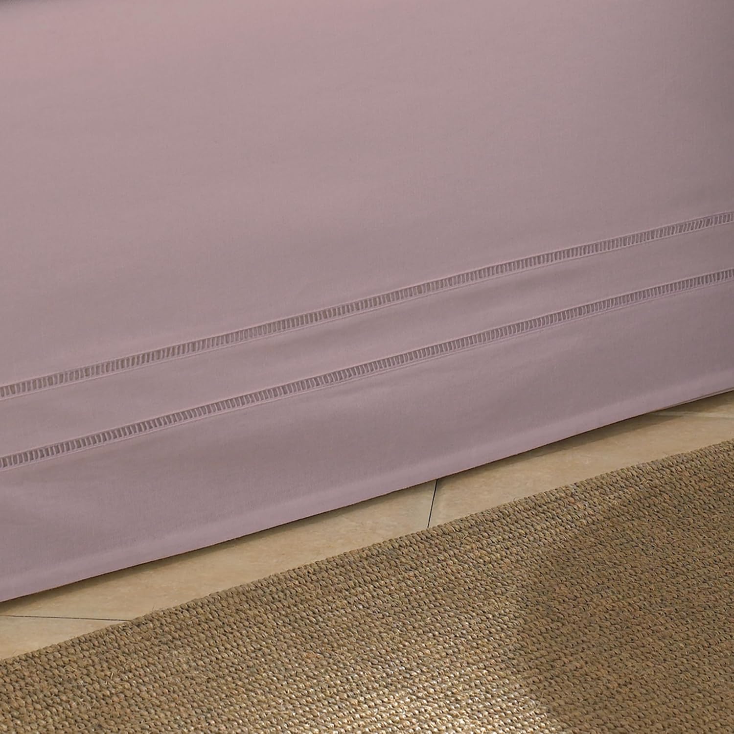 FRESH IDEAS Linenweave Hemstitch Bed Skirt Twin Blush 15 Drop