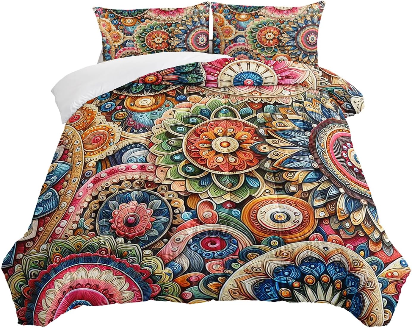 Nttopship 3-Piece Boho Comforter Set
