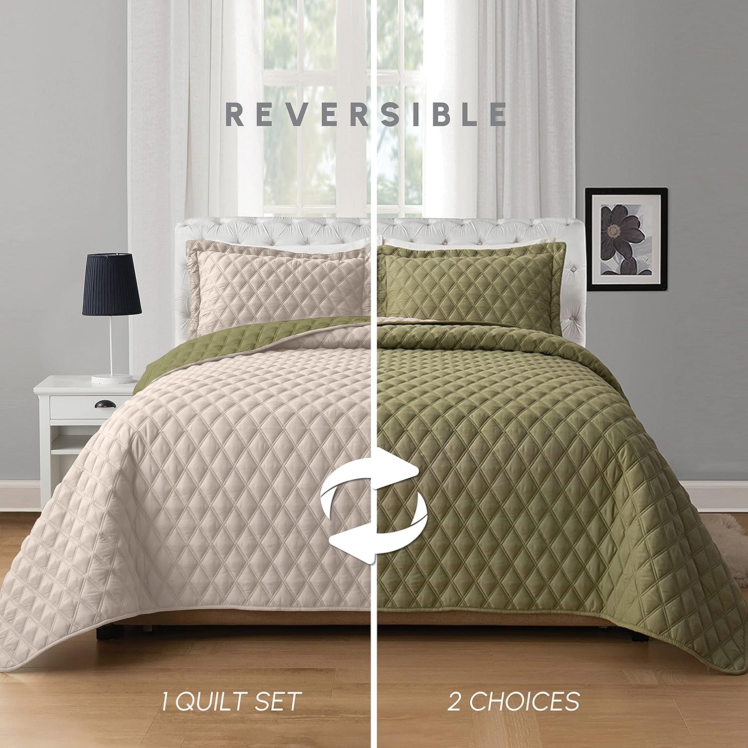 Elegant Comfort Reversible Quilt Set 3-Piece