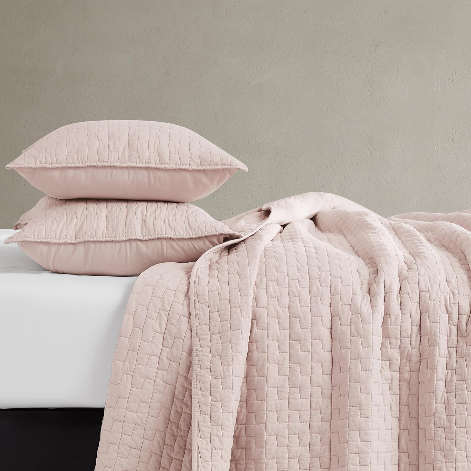 Palassio Pink Cotton Quilt Set Queen Size 3 Piece