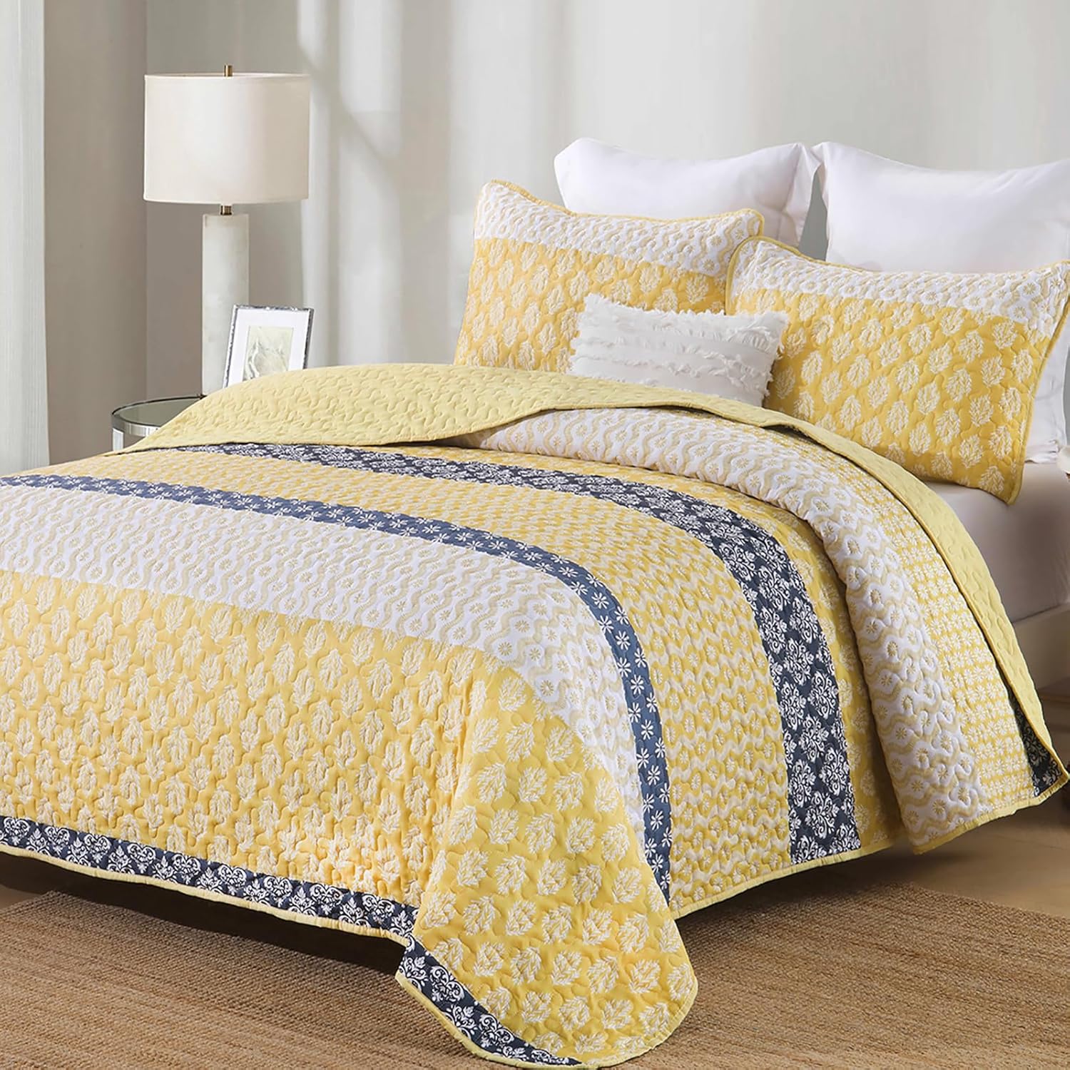 Cottolester Boho King Size Quilt Set with 3 Pieces