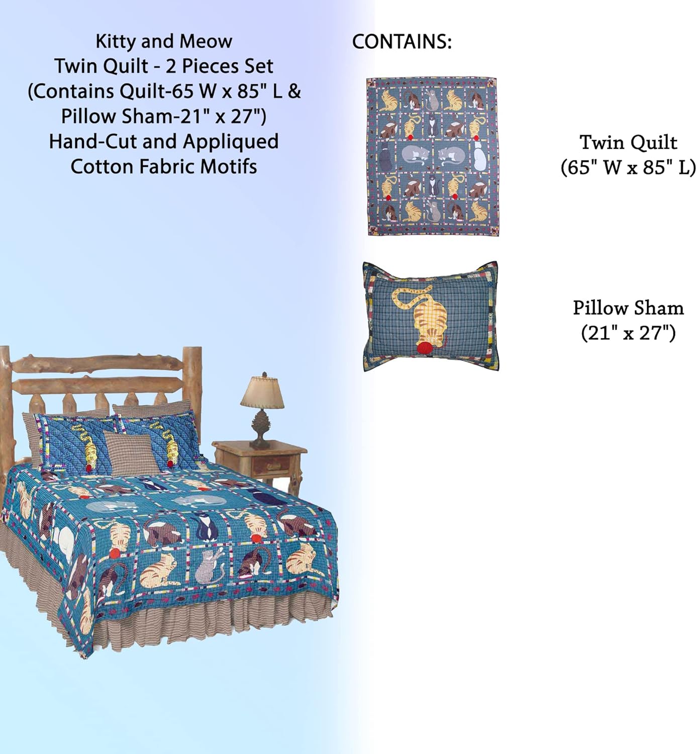 Patch Magic Kitty and Meow Twin Quilt Set 1