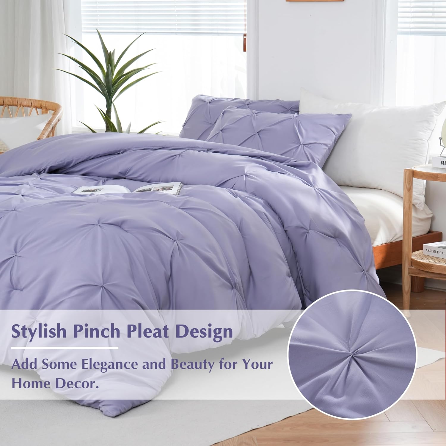 DOWNCOOL Comforter Set - Lavender Purple 3 Piece Bedding