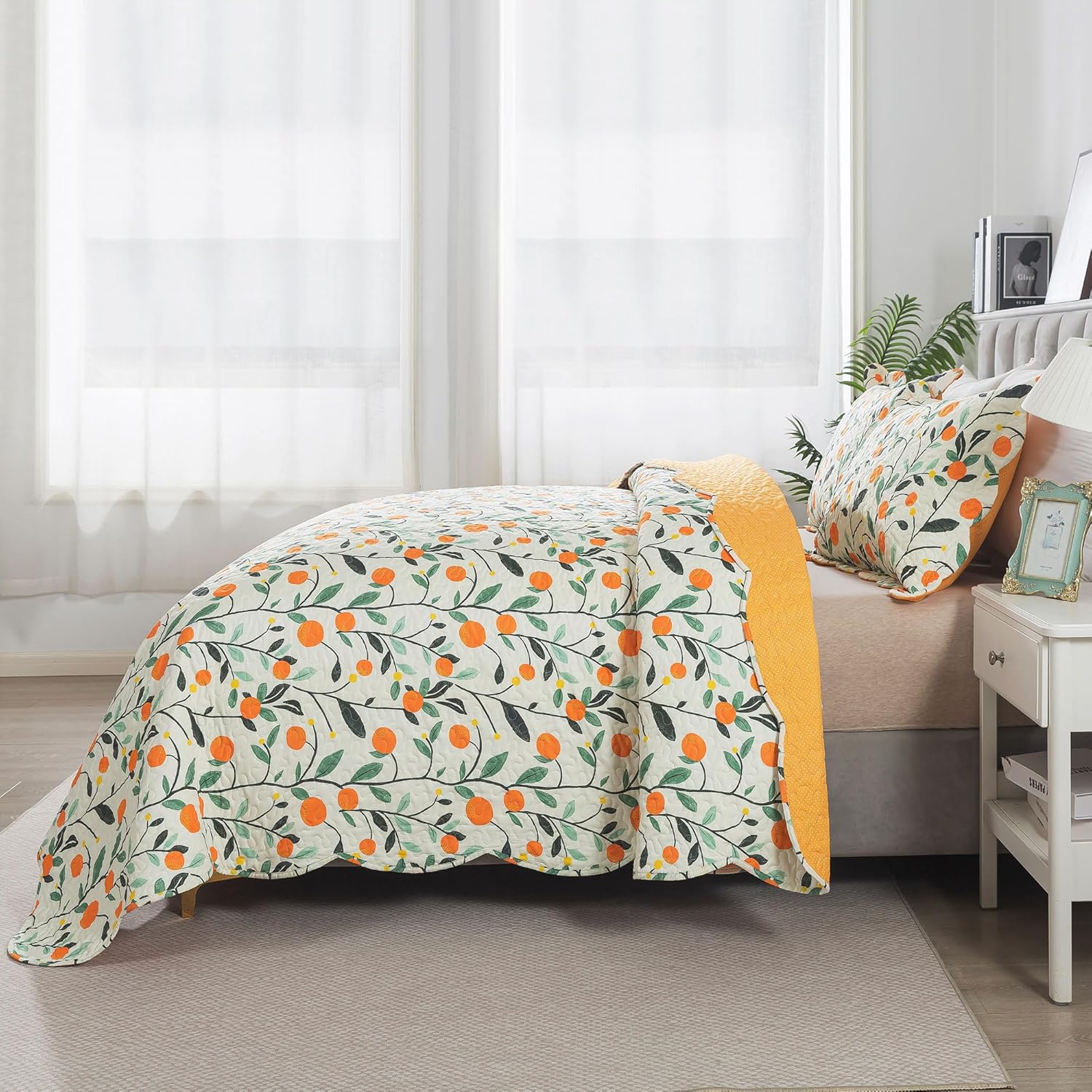 HoneiLife Floral Quilt Set King Size 3-Piece