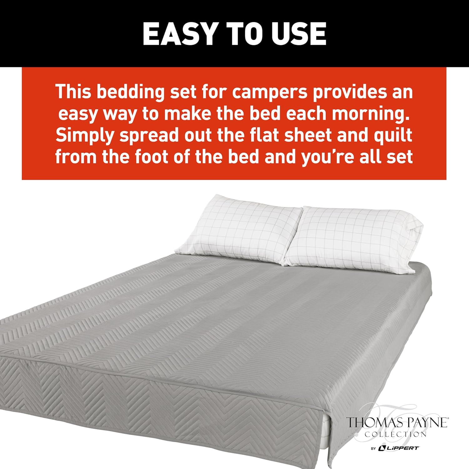 Lippert Easy Zzzs RV Bedding Set - Queen Grey 1