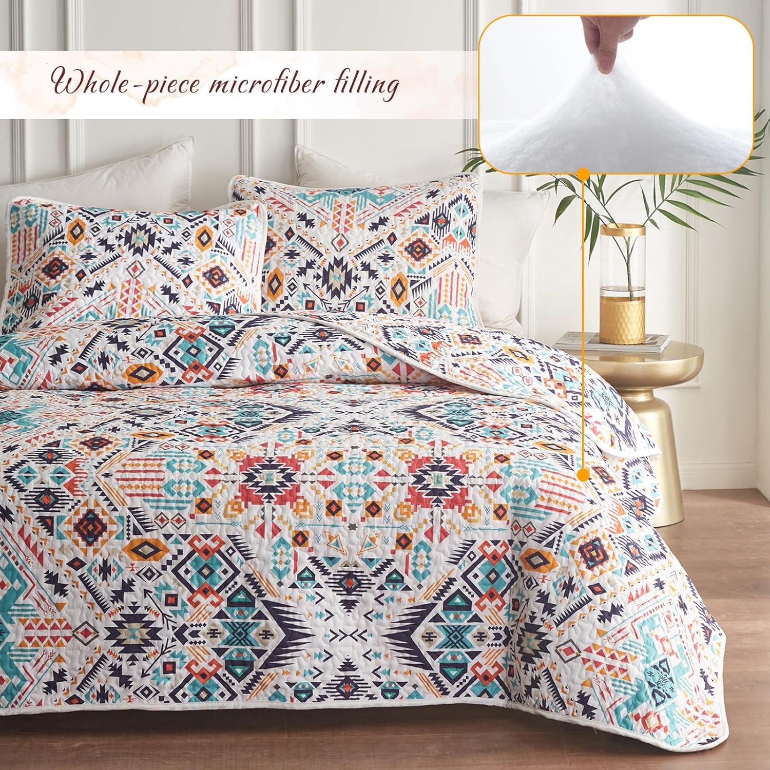 Tititada 3 Piece Boho Quilt Set Queen Size