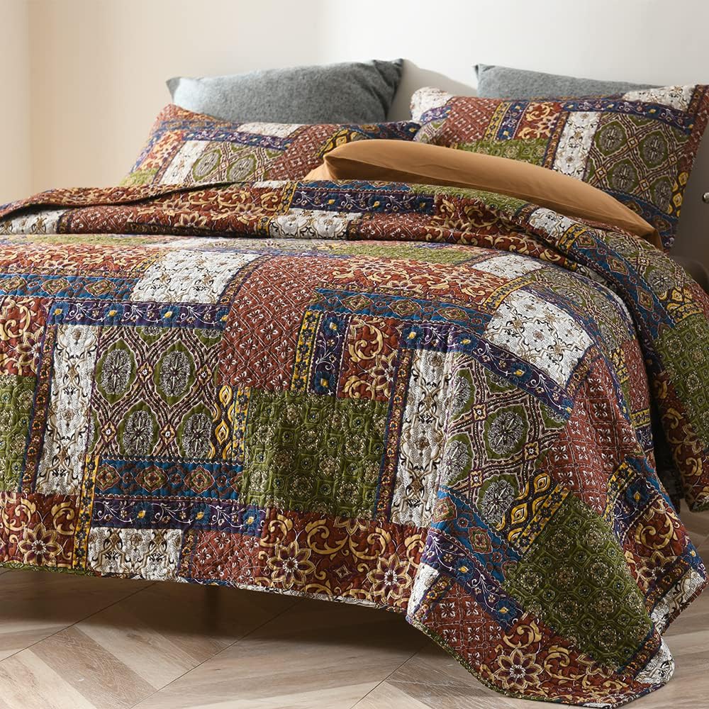 VISIMISI Cotton Reversible Quilt Set King Size