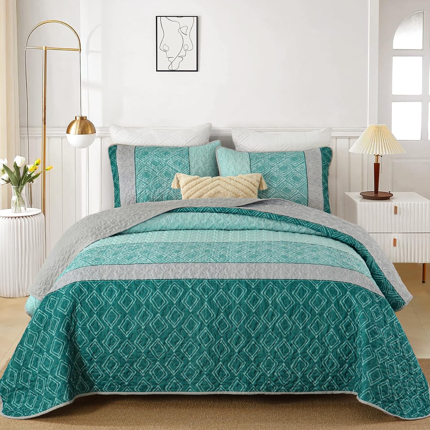 Cottolester Boho Quilt Set California King 3 Pieces 1