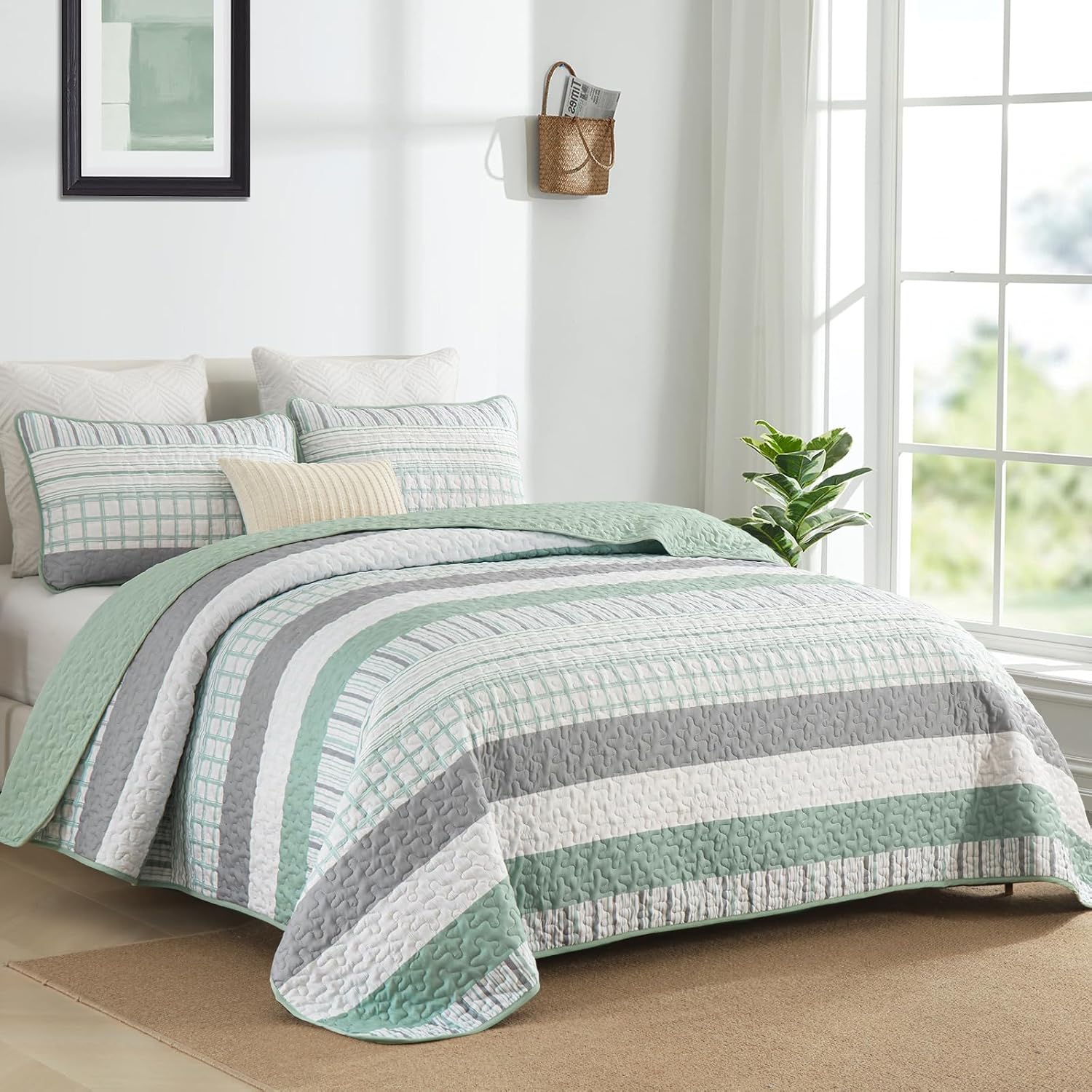 DJY Striped Quilt Set King Size