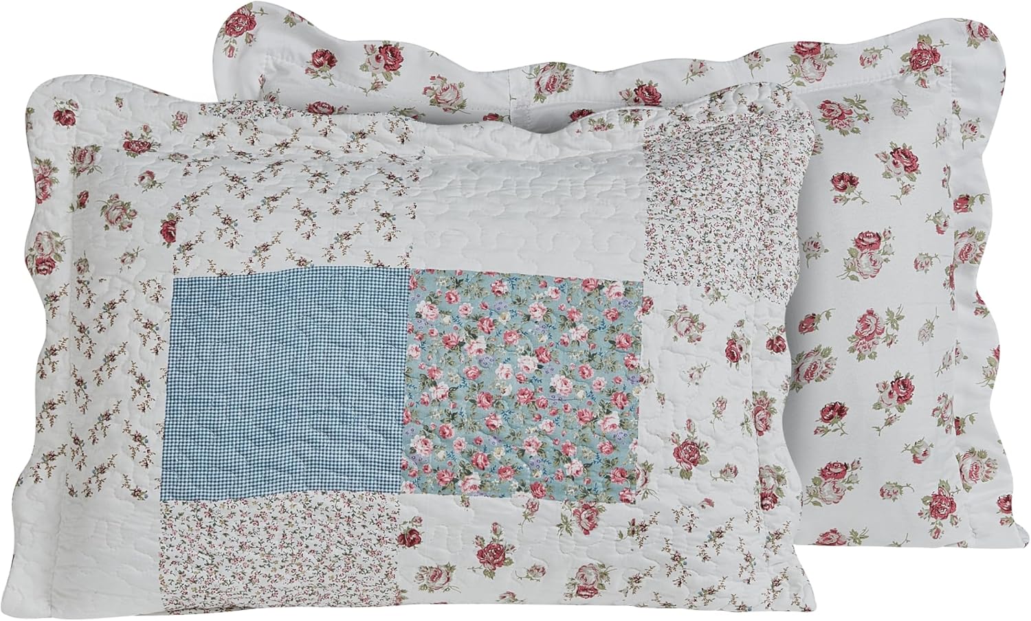 Brilliant Sunshine Pink Blue Patchwork Quilt Set