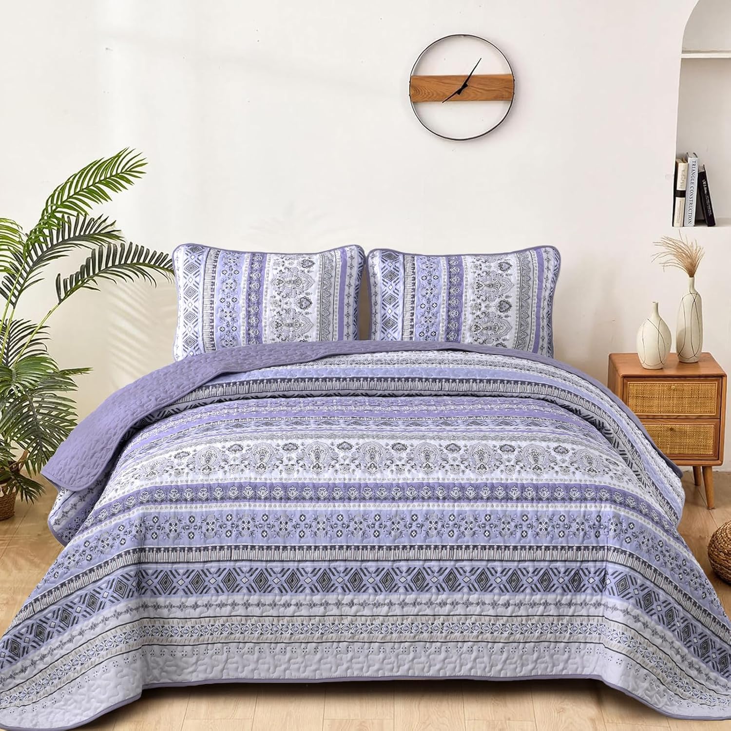 Goodidea Lilac Boho Quilt Set King Size 3 Piece