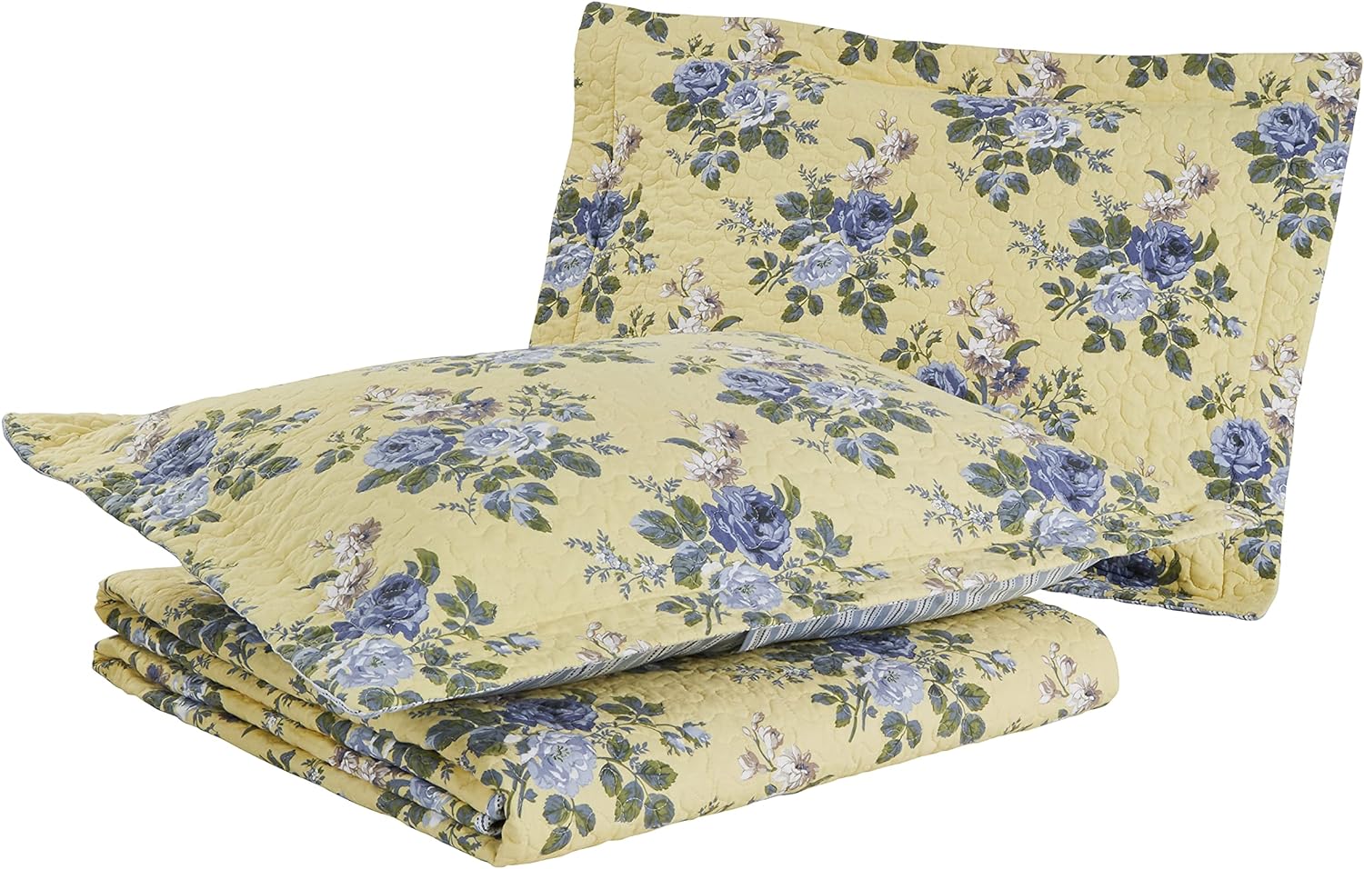 Laura Ashley Queen Quilt Set with Shams Linley Yellow