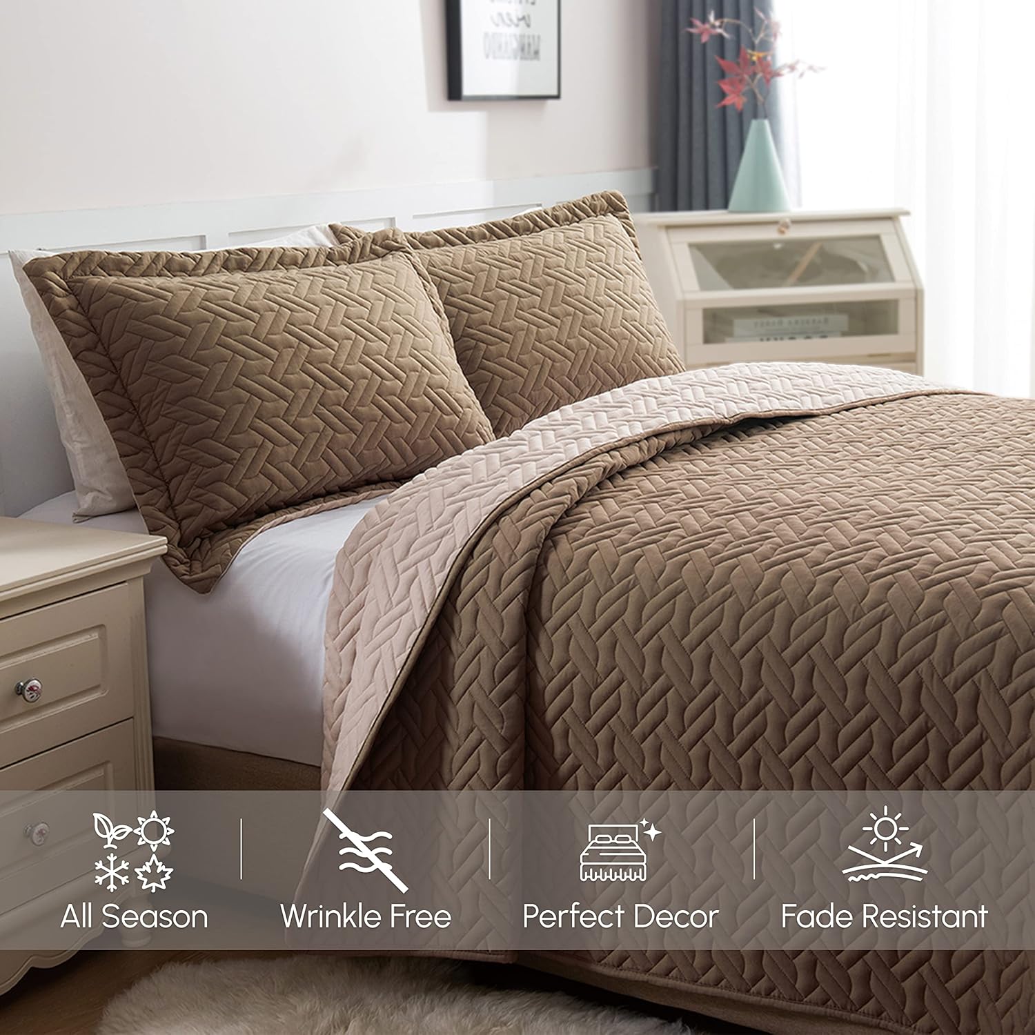 Elegant Comfort Reversible Quilt Set for California King