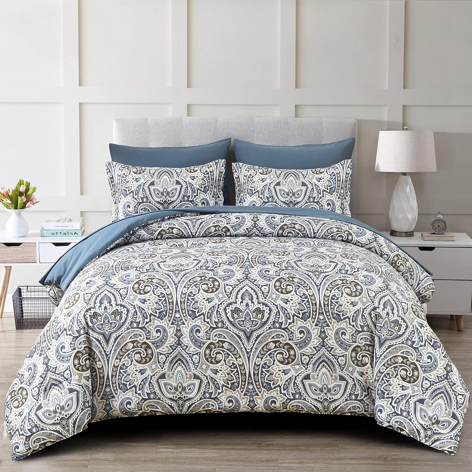 Drucon Blue Paisley 7-Piece Comforter Set