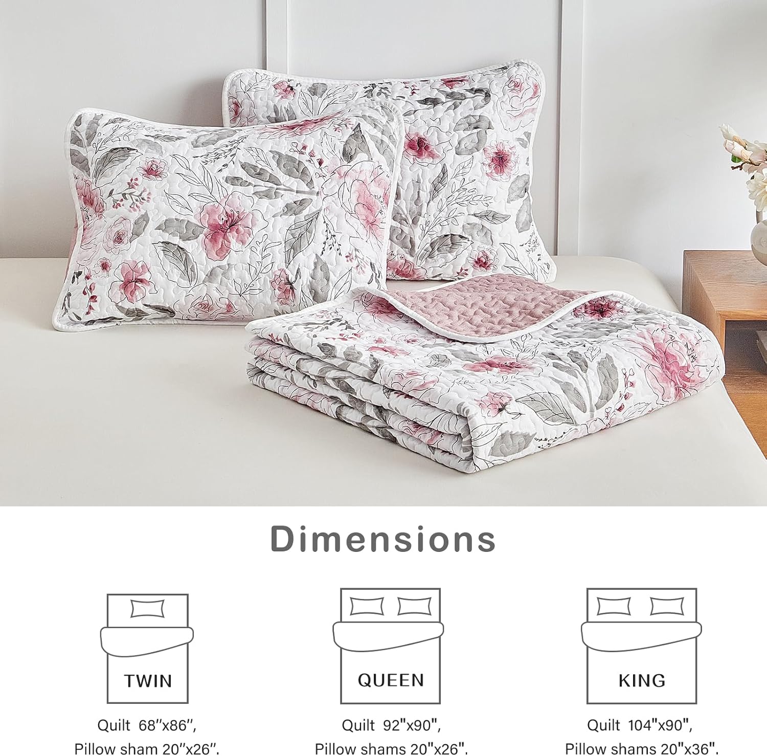 Flysheep Botanical Quilt Set Twin Size 2 Pieces
