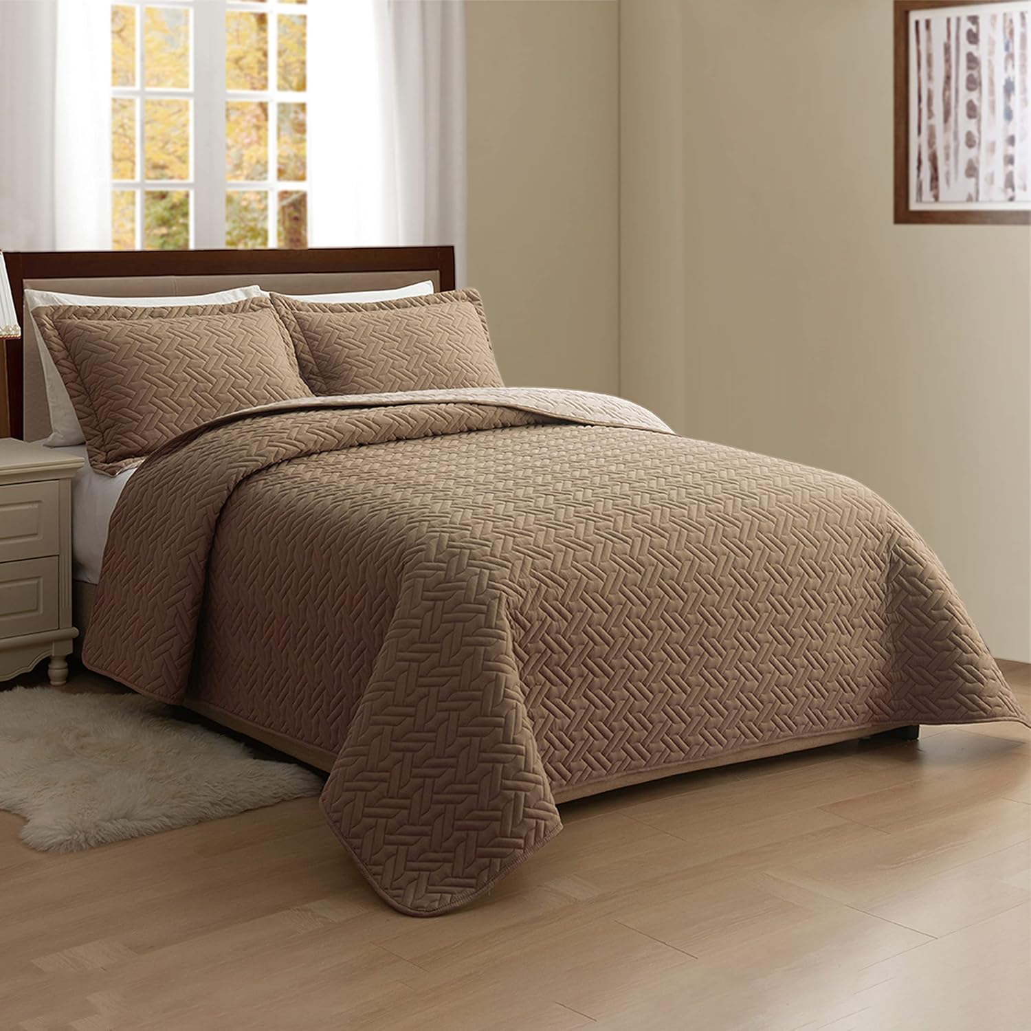 Elegant Comfort Reversible Quilt Set for California King
