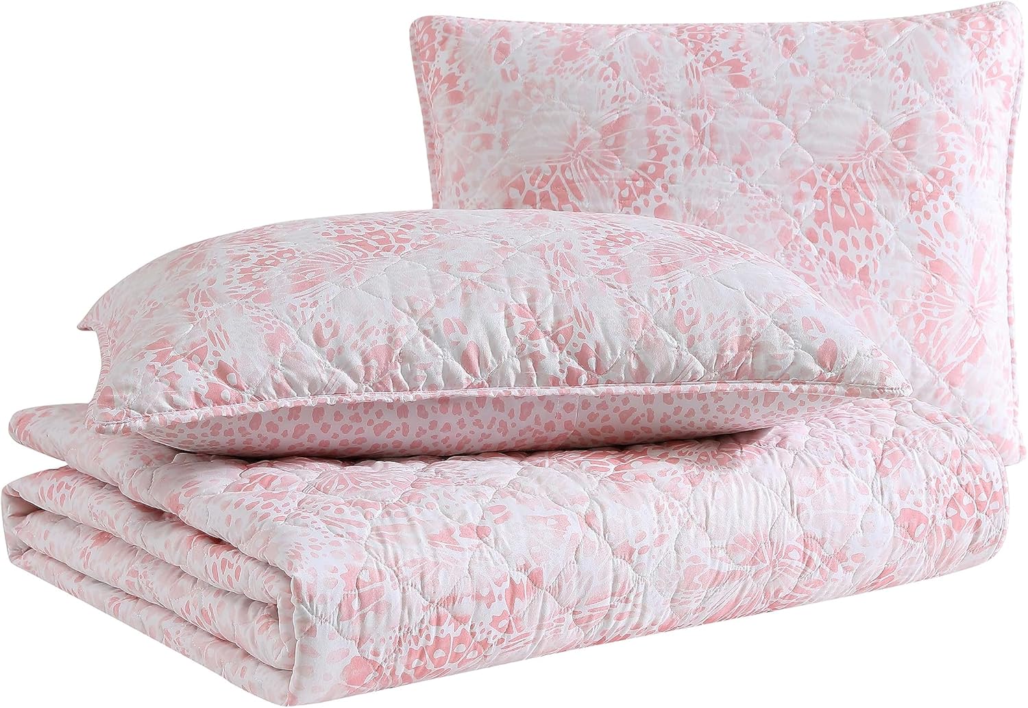 Betsey Johnson Quilt Set Butterfly Ombre Pink Queen