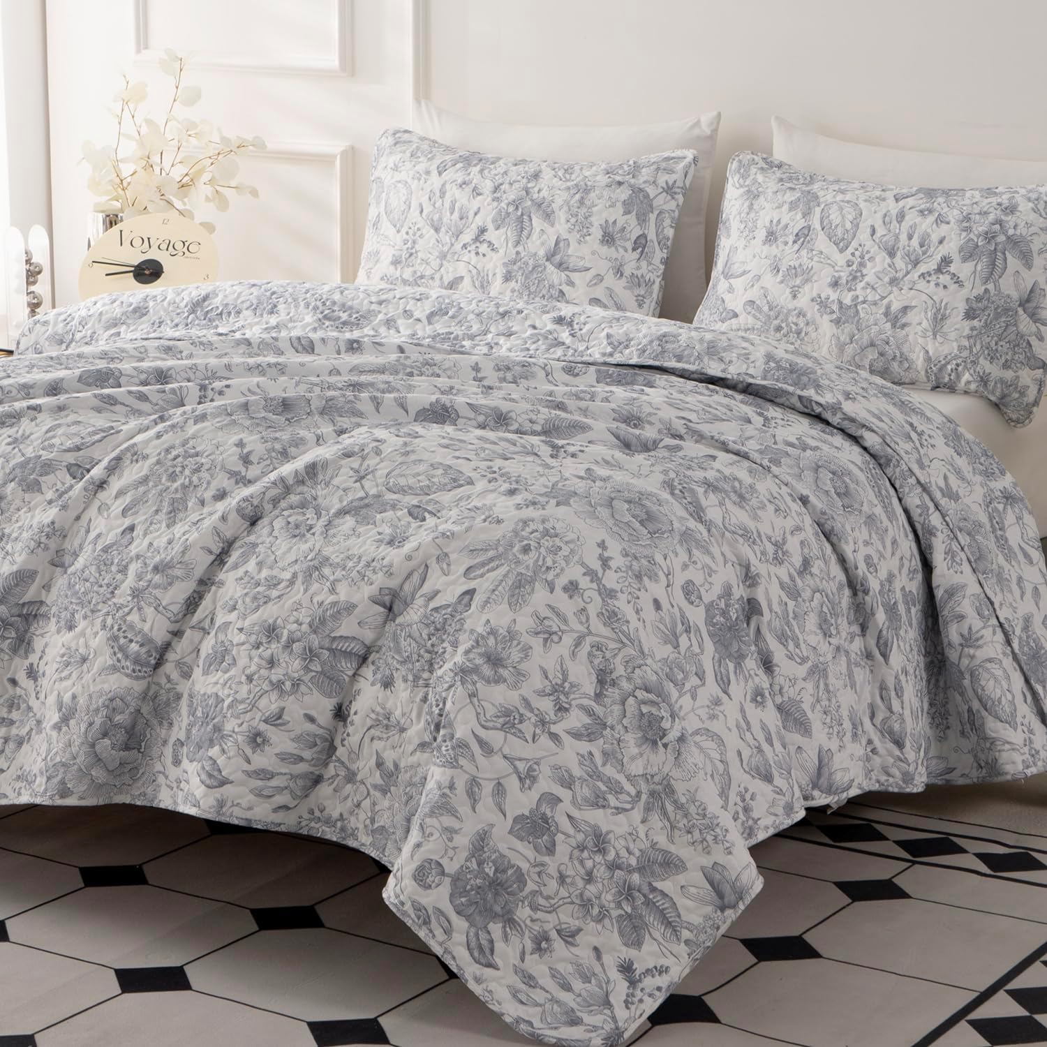 BUPIRD Queen Quilt Set Floral 3 Pieces 1