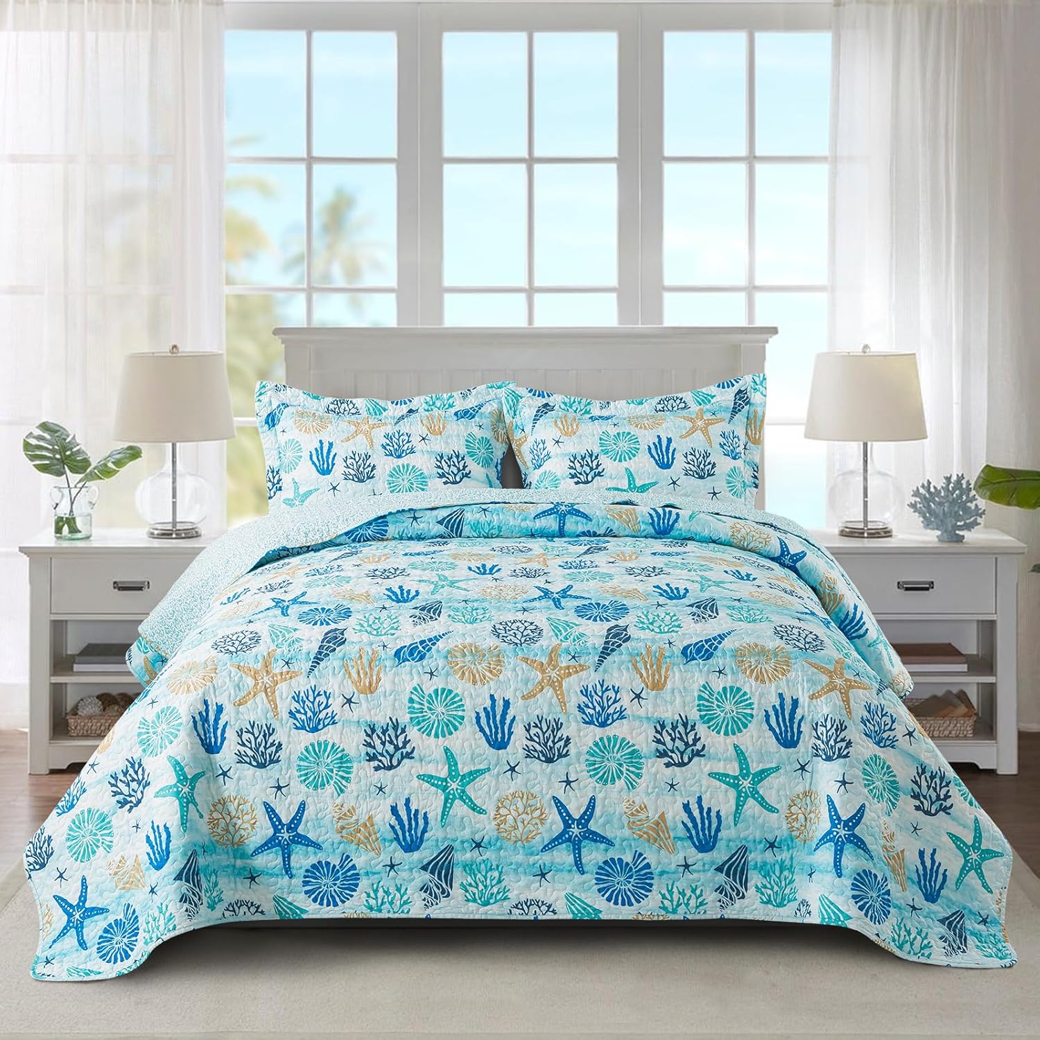 Travan Coastal Quilt Queen Size Set 1