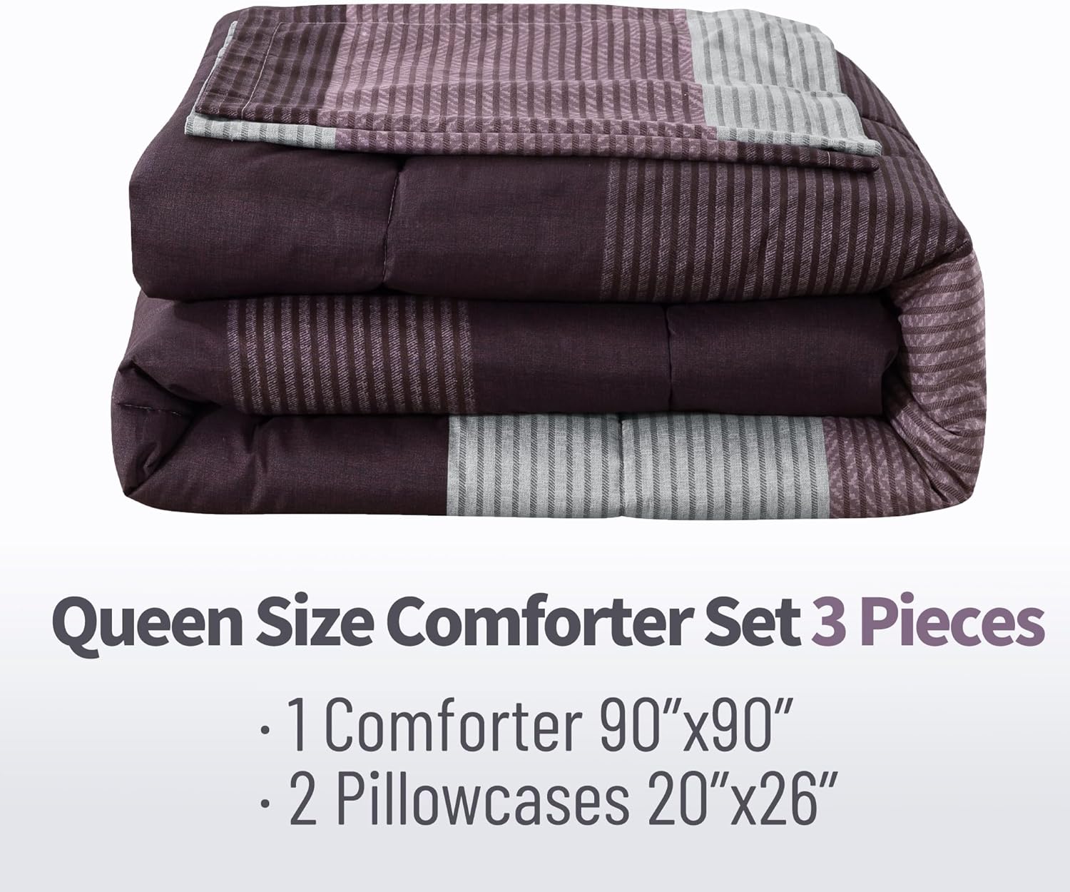 Andency Stripe Comforter Set Queen Size 3 Piece
