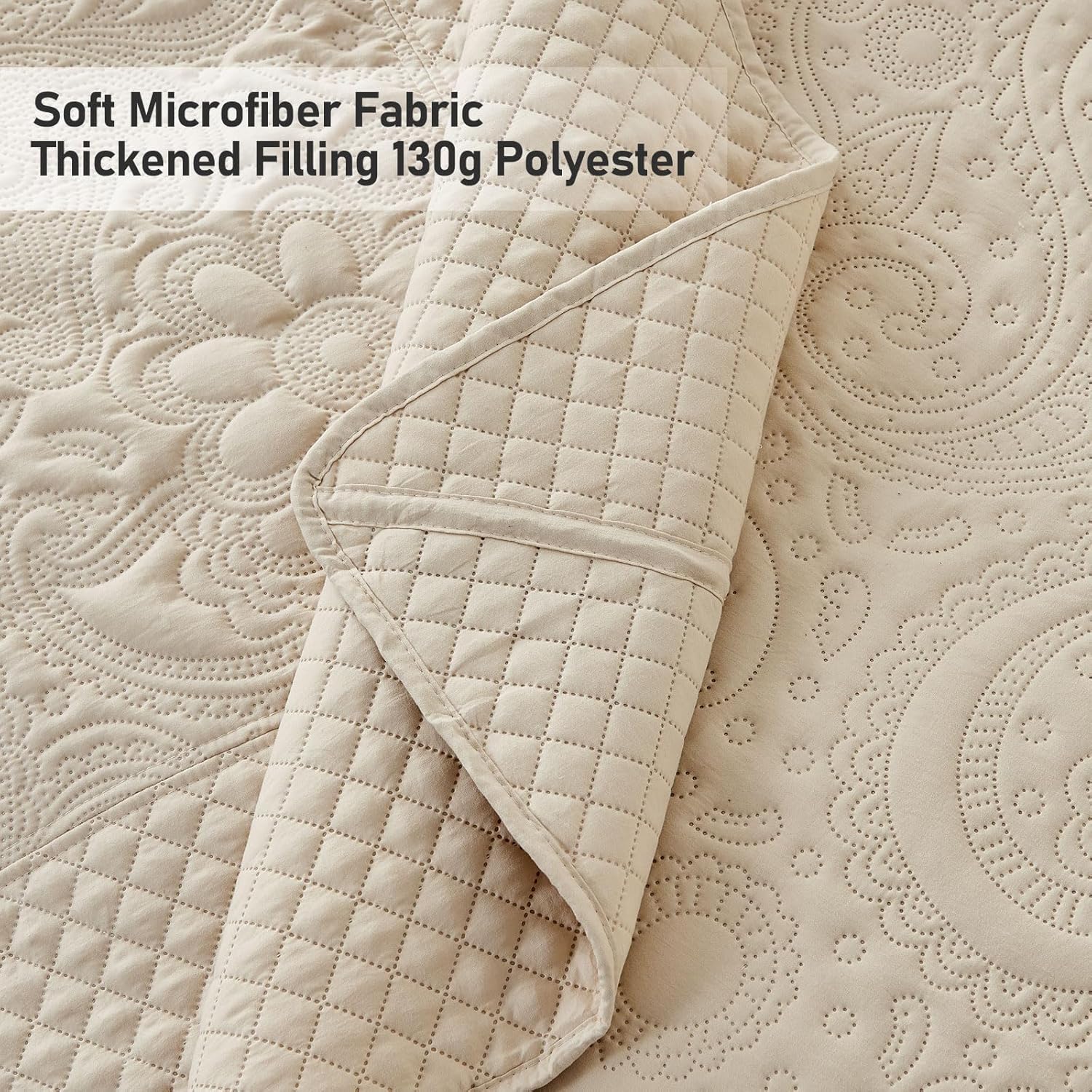 Qucover Oversized Cal King Quilt Set with Shams