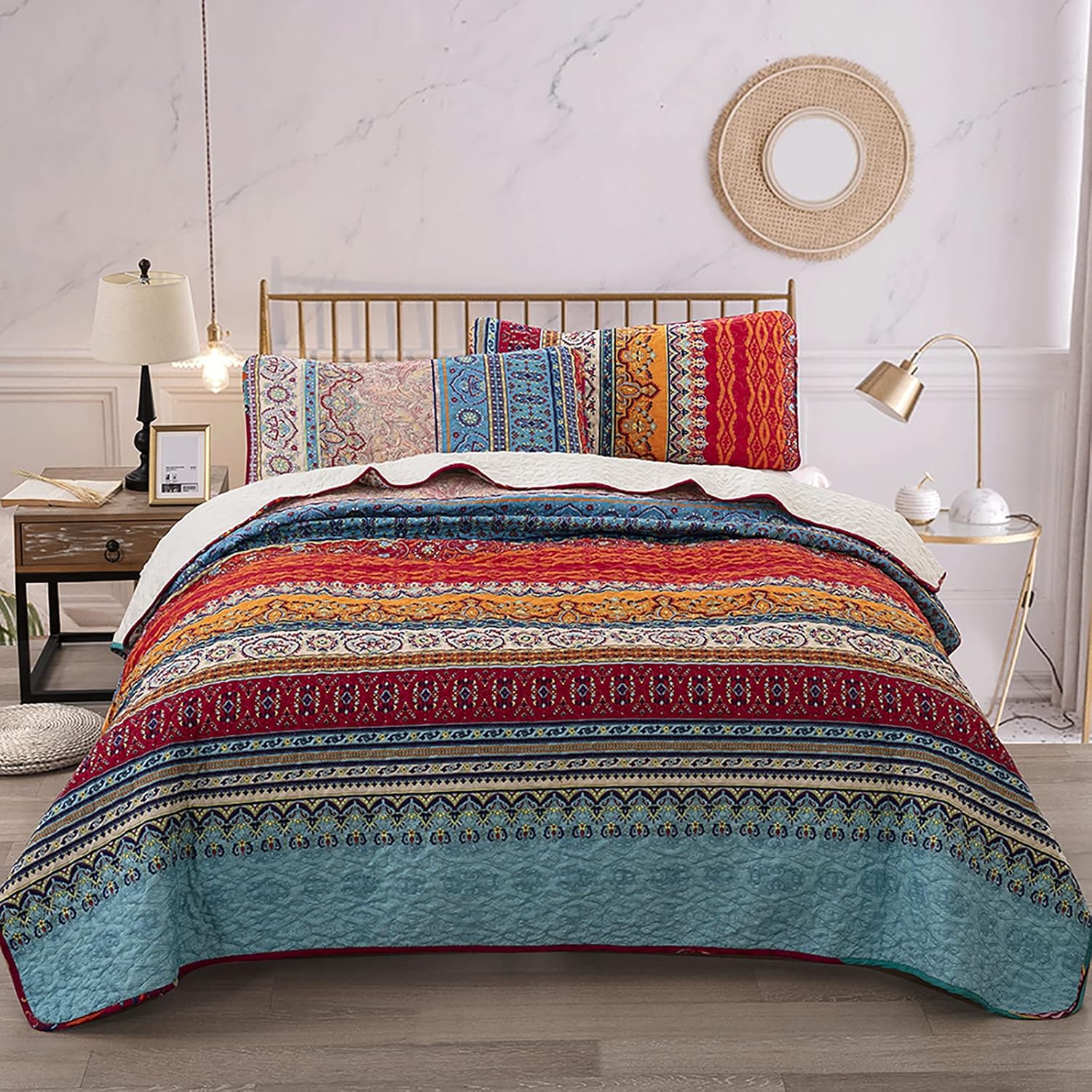 Wongs Bedding Bohemian Quilt Set California King