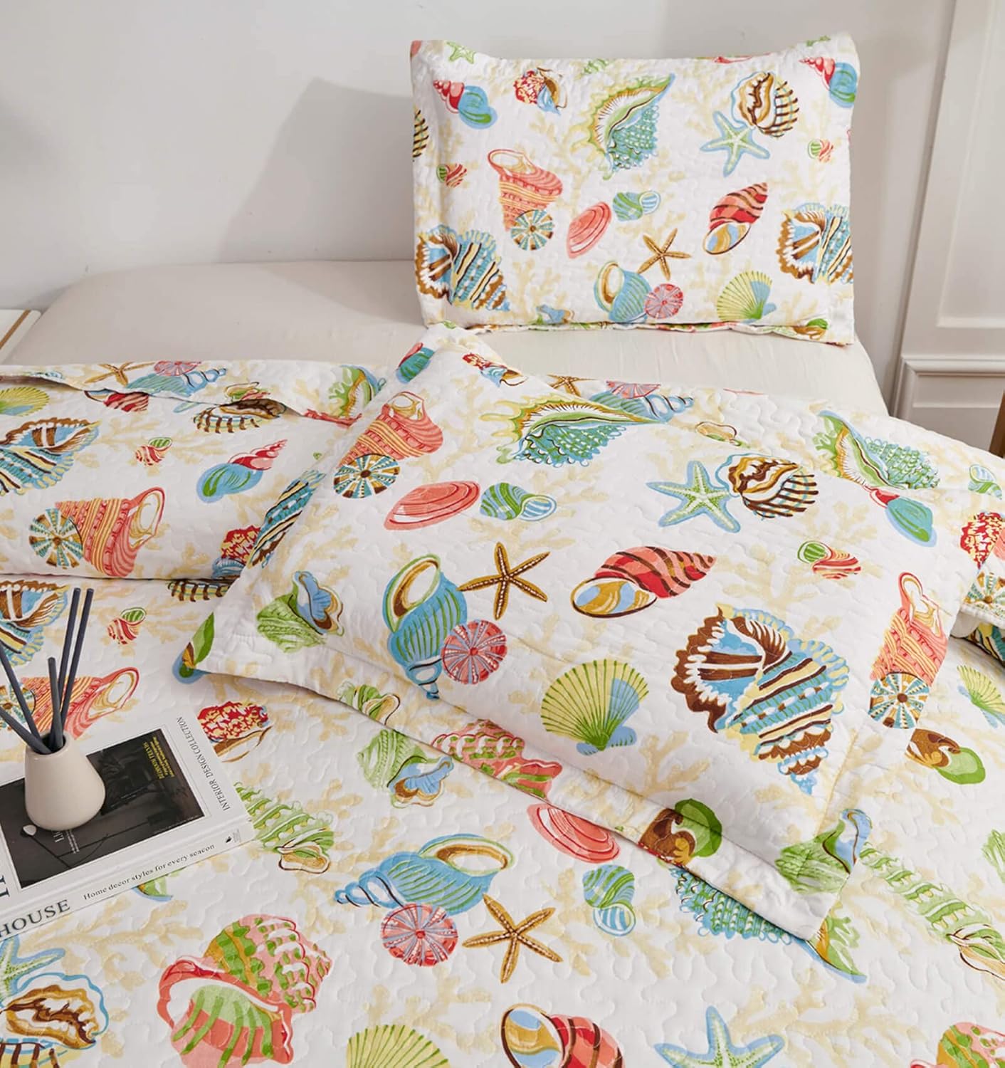 CHESITY Reversible Ocean Themed Beach Quilt Set