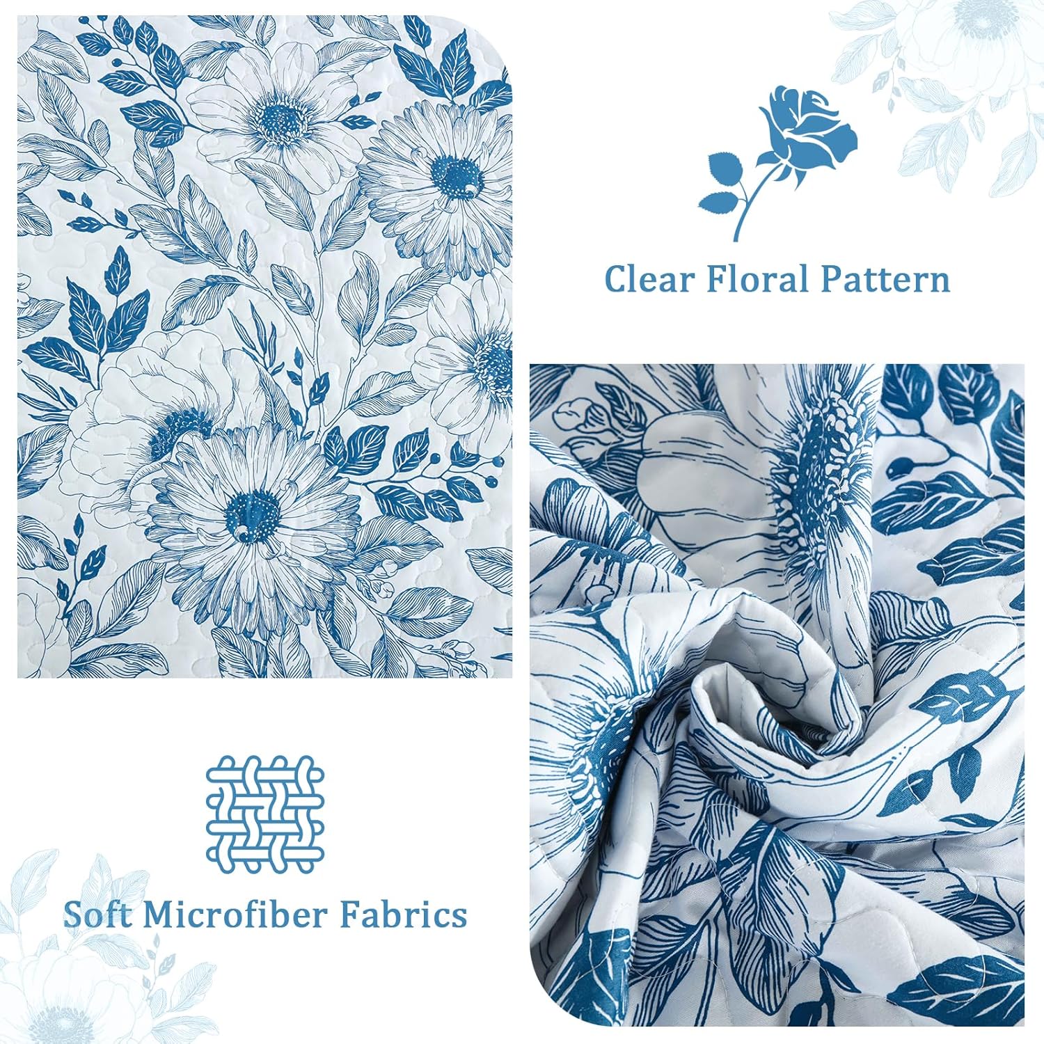 Drucon King Size Floral Quilt Set 3 Pieces