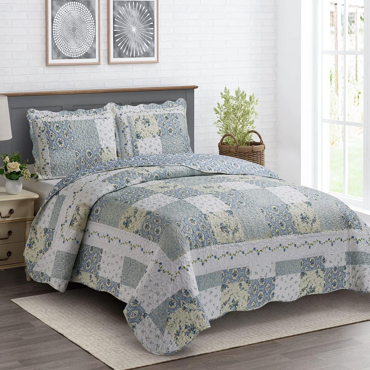 7-Pc California King Bedspread Set - Wrinkle-Free Microfiber