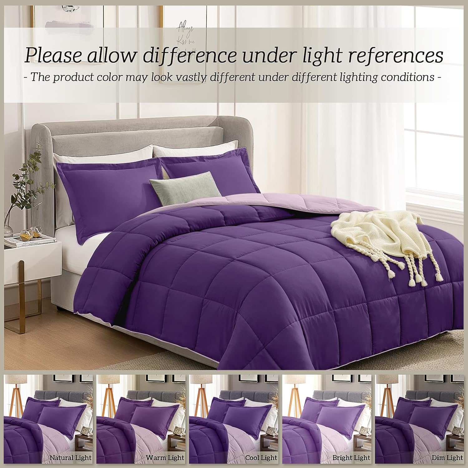 Homelike Moment California King Comforter Set Purple
