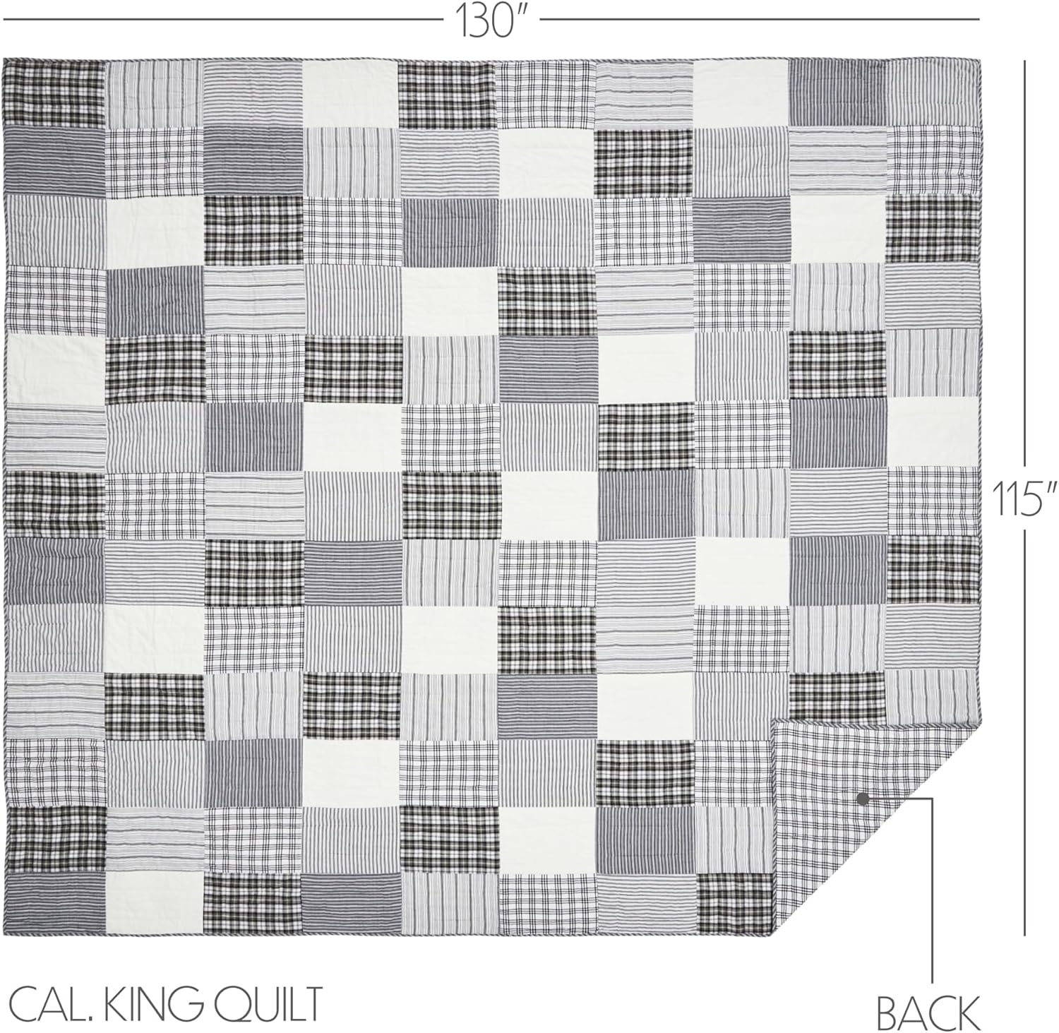 VHC Brands Sawyer Mill Black Quilt Set 3 Piece