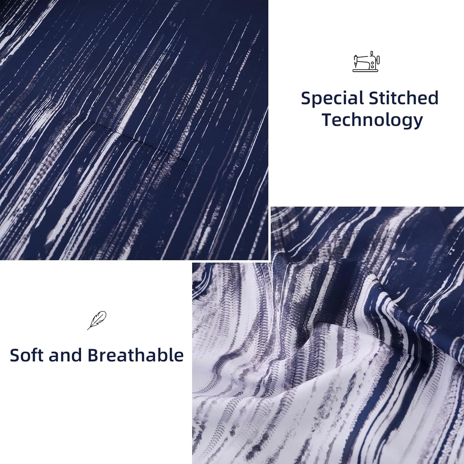 Dinjoy Ombre Navy Blue Comforter Set 7 Pieces