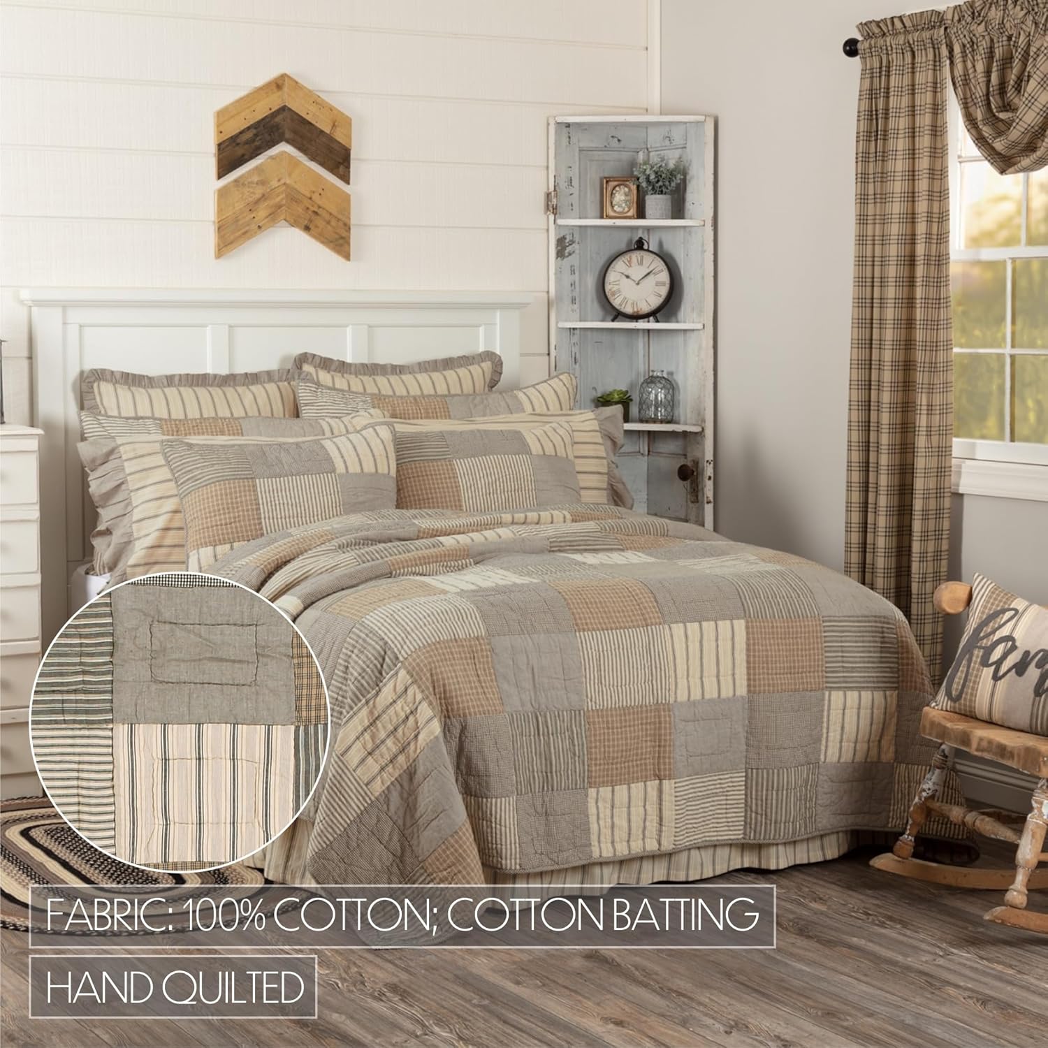 VHC Brands Sawyer Mill Charcoal 5 Piece Quilt Set