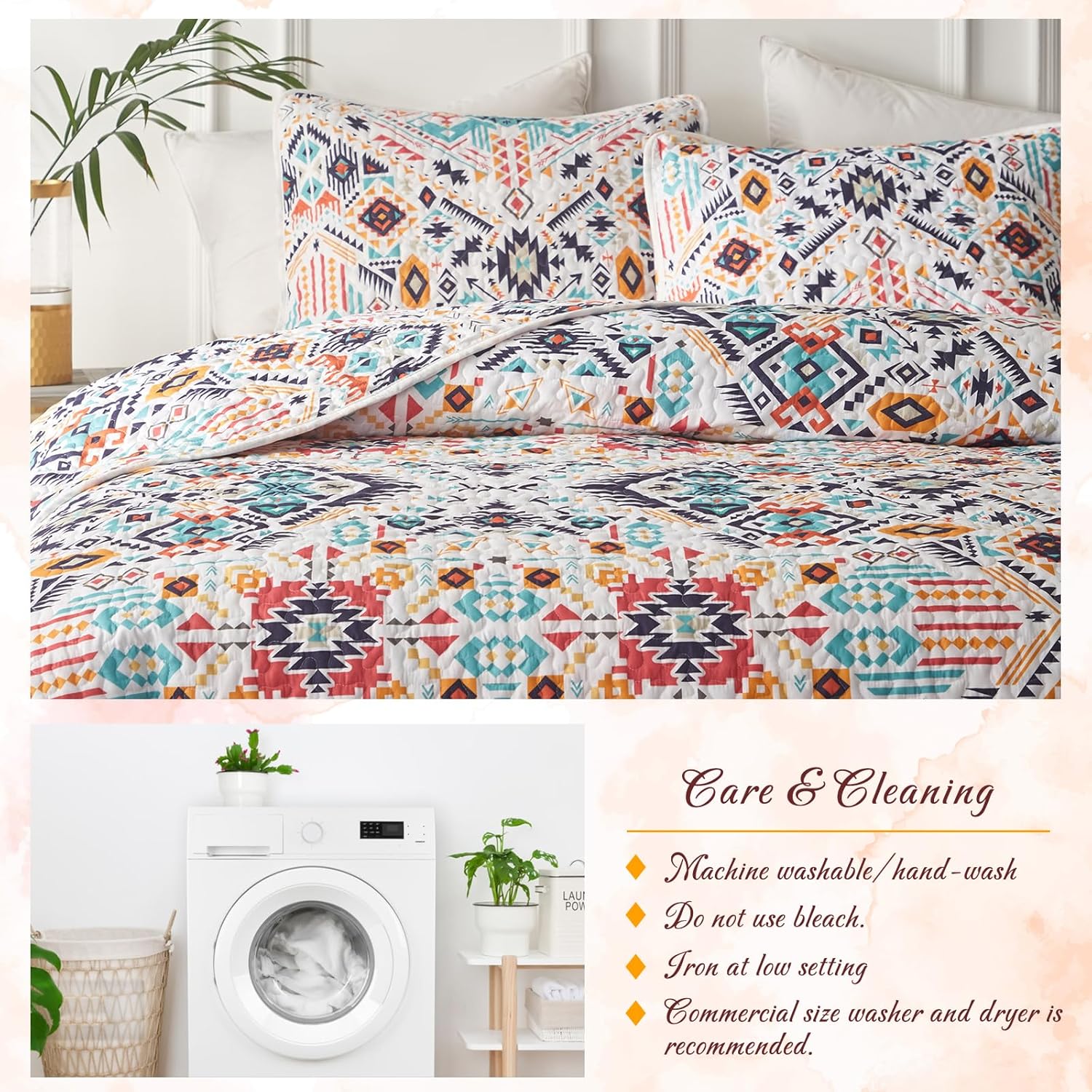 Tititada 3 Piece Boho Quilt Set Queen Size